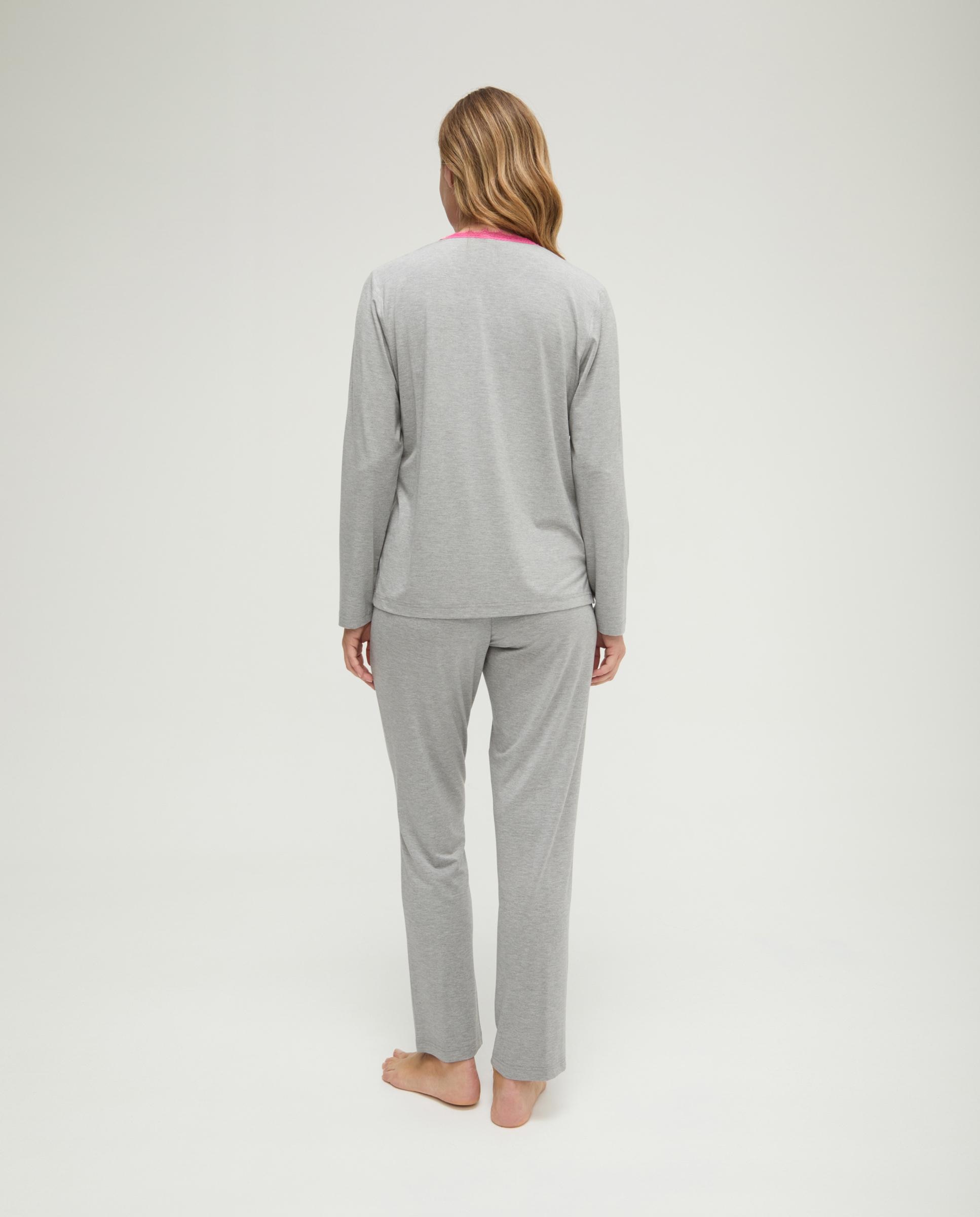 Pijama com Vigore em V Renda Cinzento-2