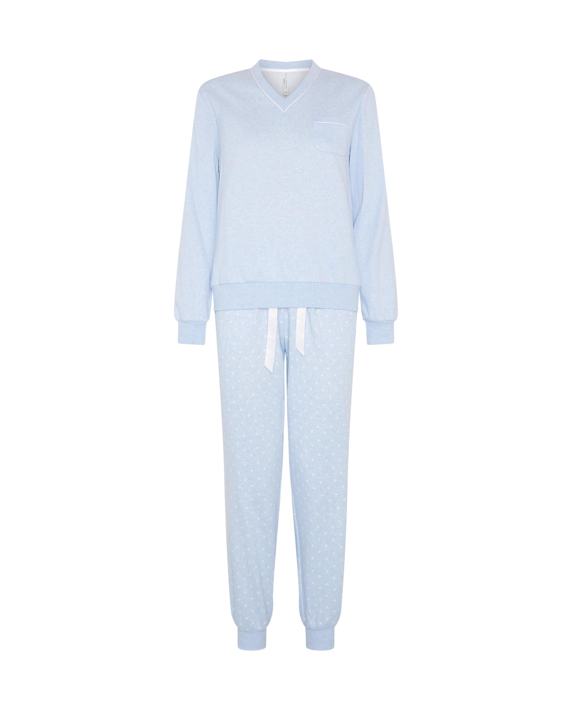 Pijama com Decote em V Corações Azul-3