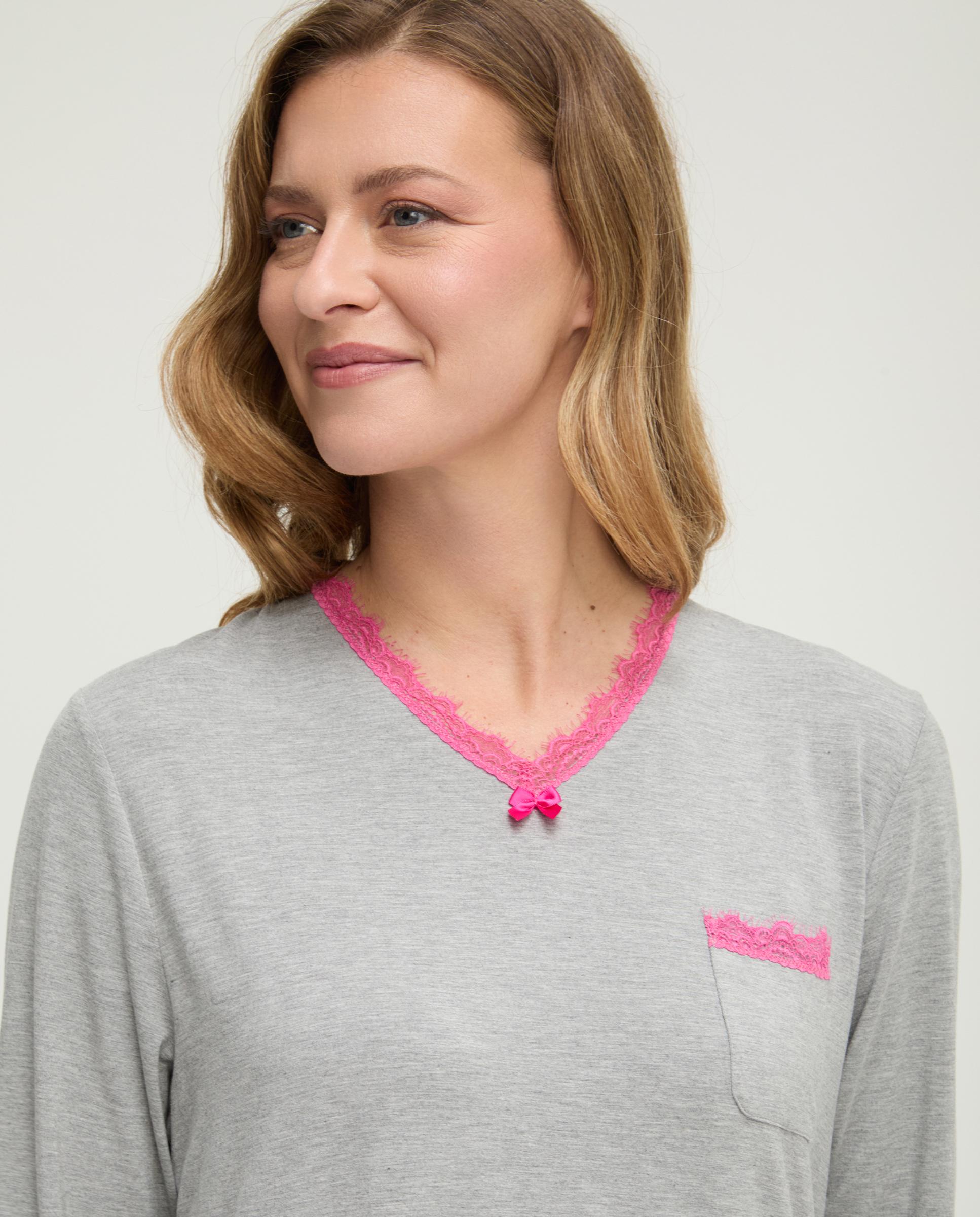 Robe Vigore em V com Renda Cinzento-4