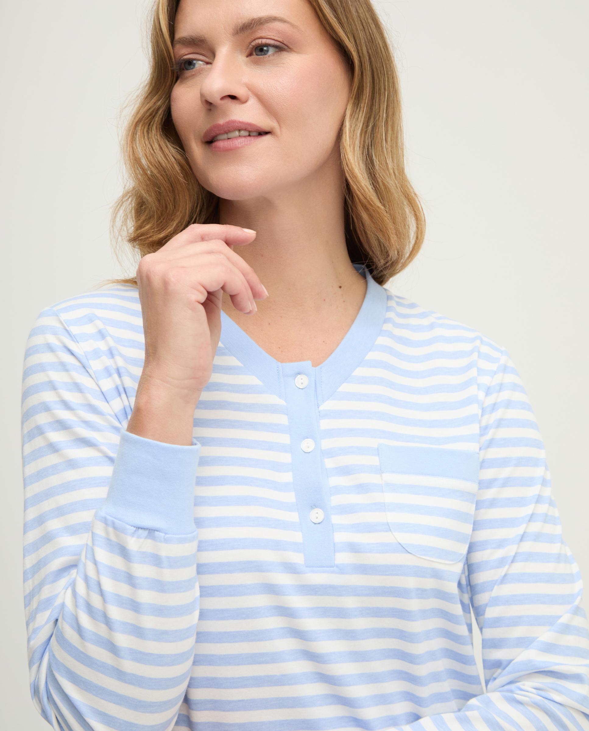 Robe em V Às Riscas Azul-celeste-4