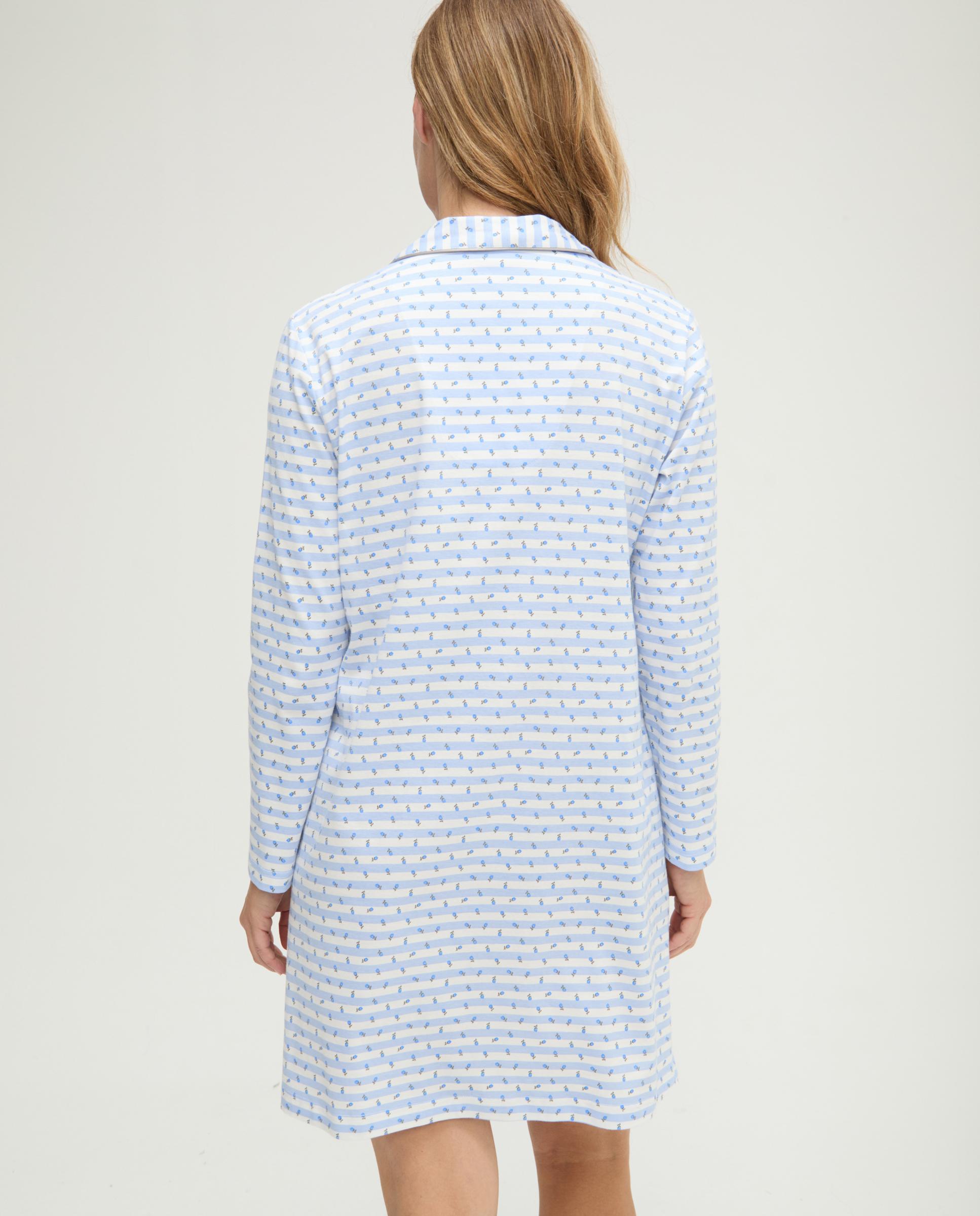 Robe Às Riscas e Flores Aberto Azul-celeste-2