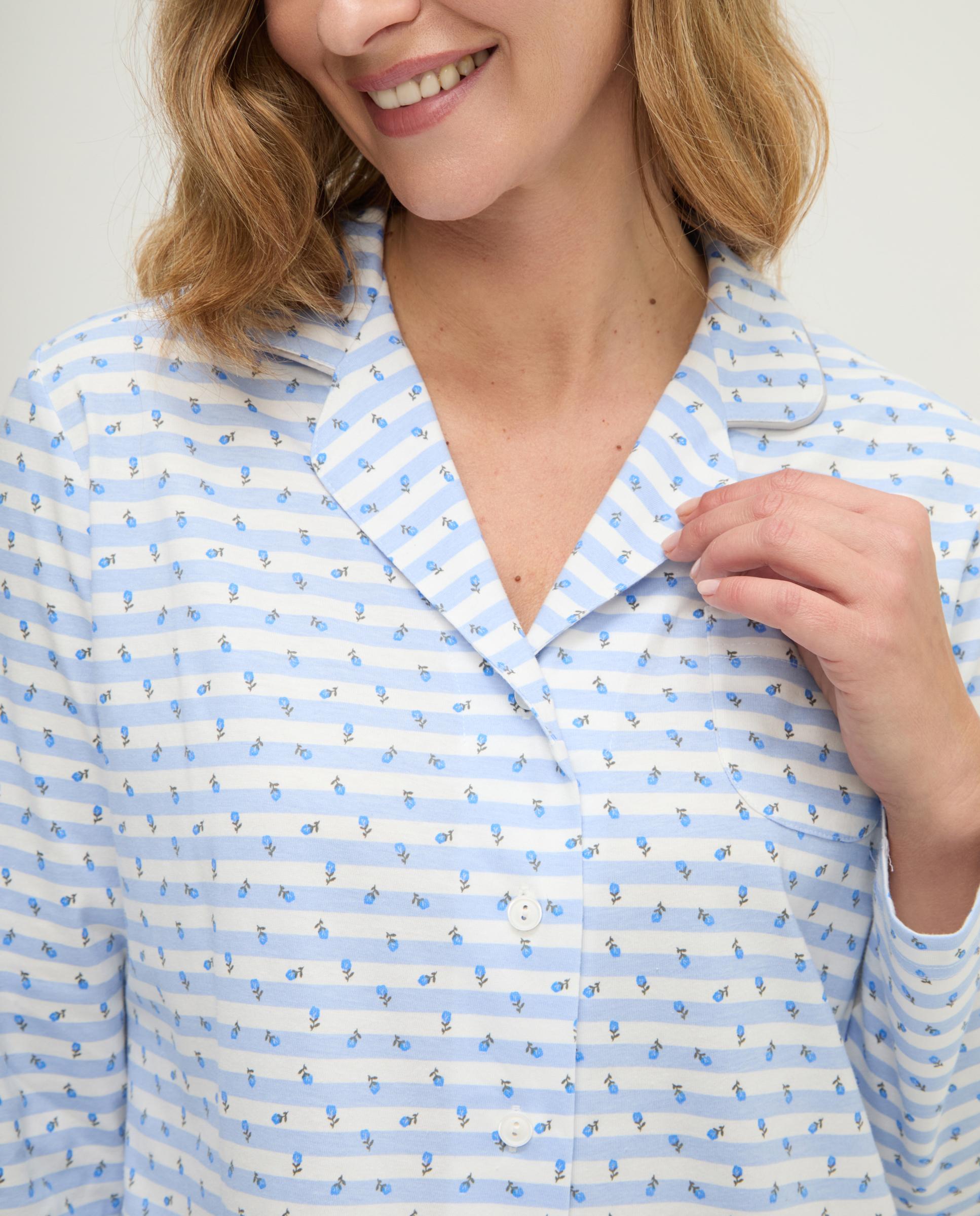 Robe Às Riscas e Flores Aberto Azul-celeste-4