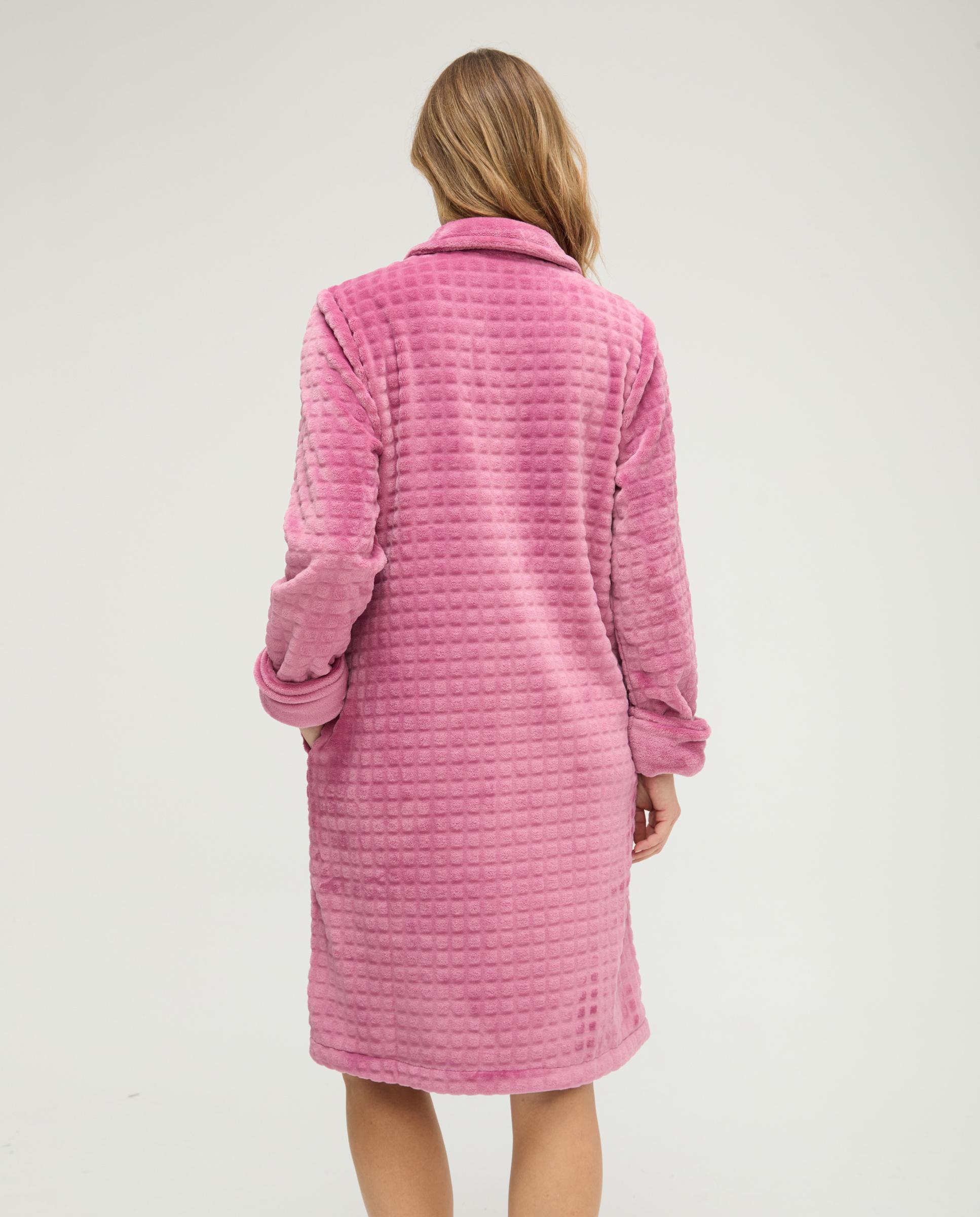 Robe Jacquard com Botões Rosa-2