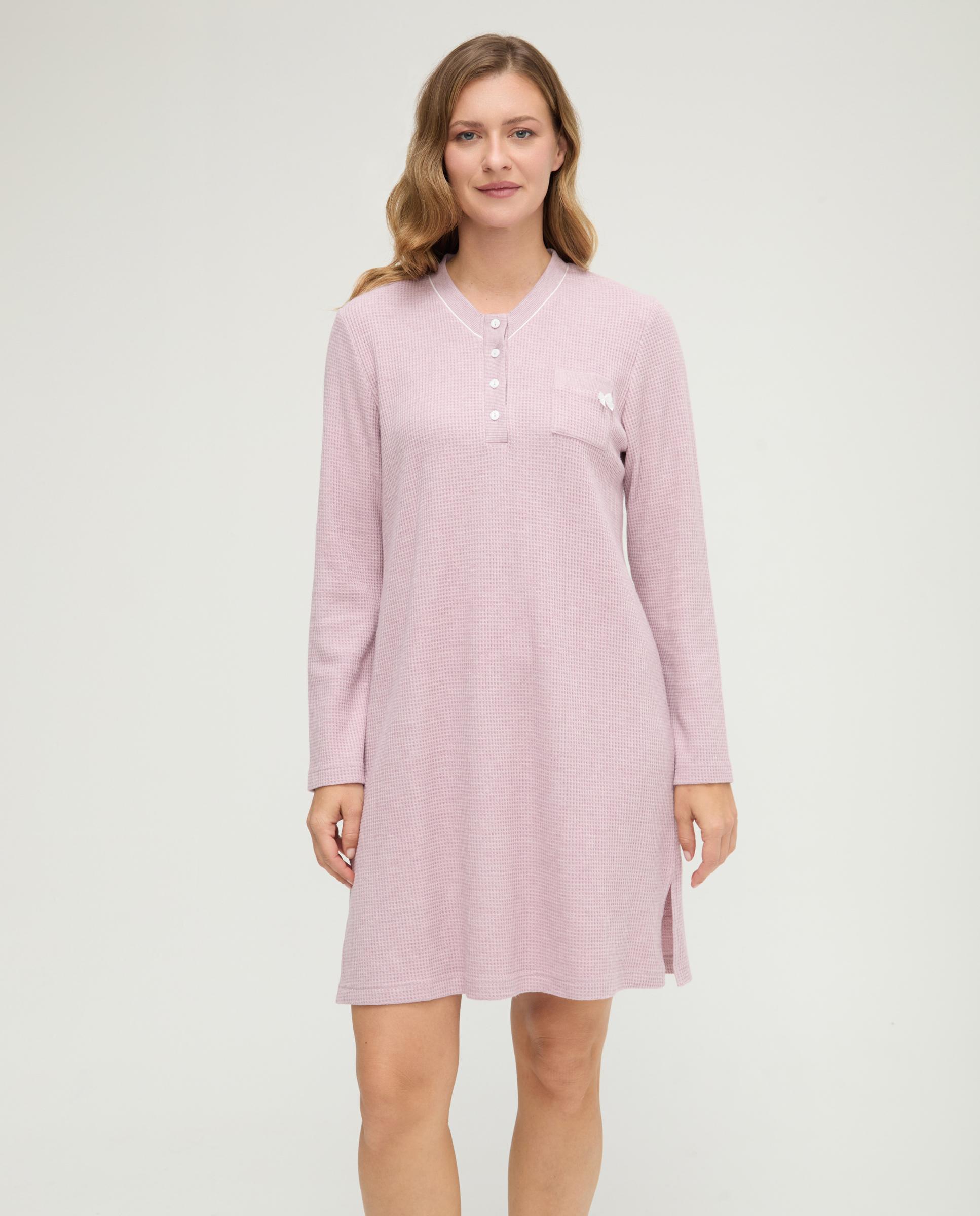 Robe com Decote em V e Botões Malva-1