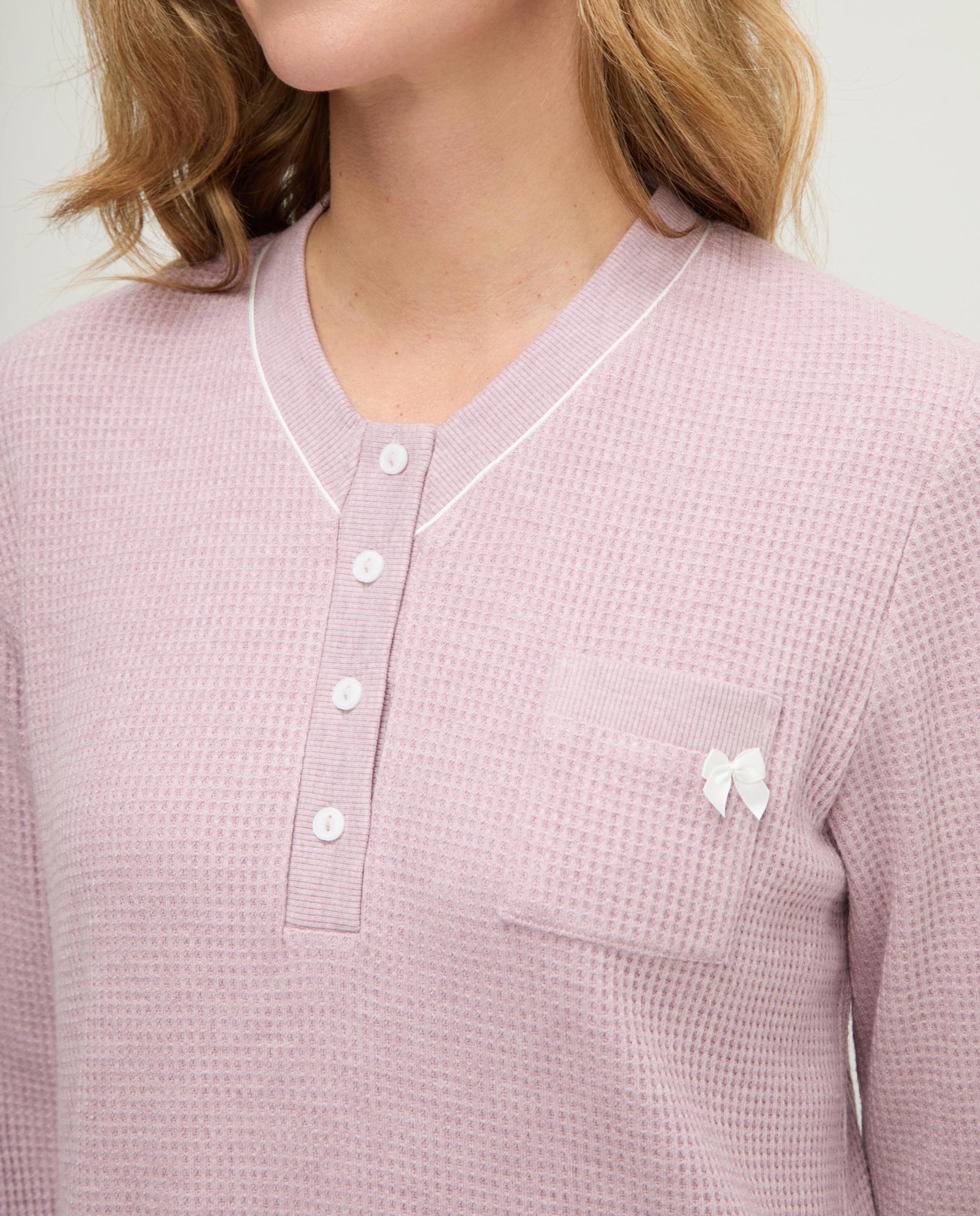 Robe com Decote em V e Botões Malva-4