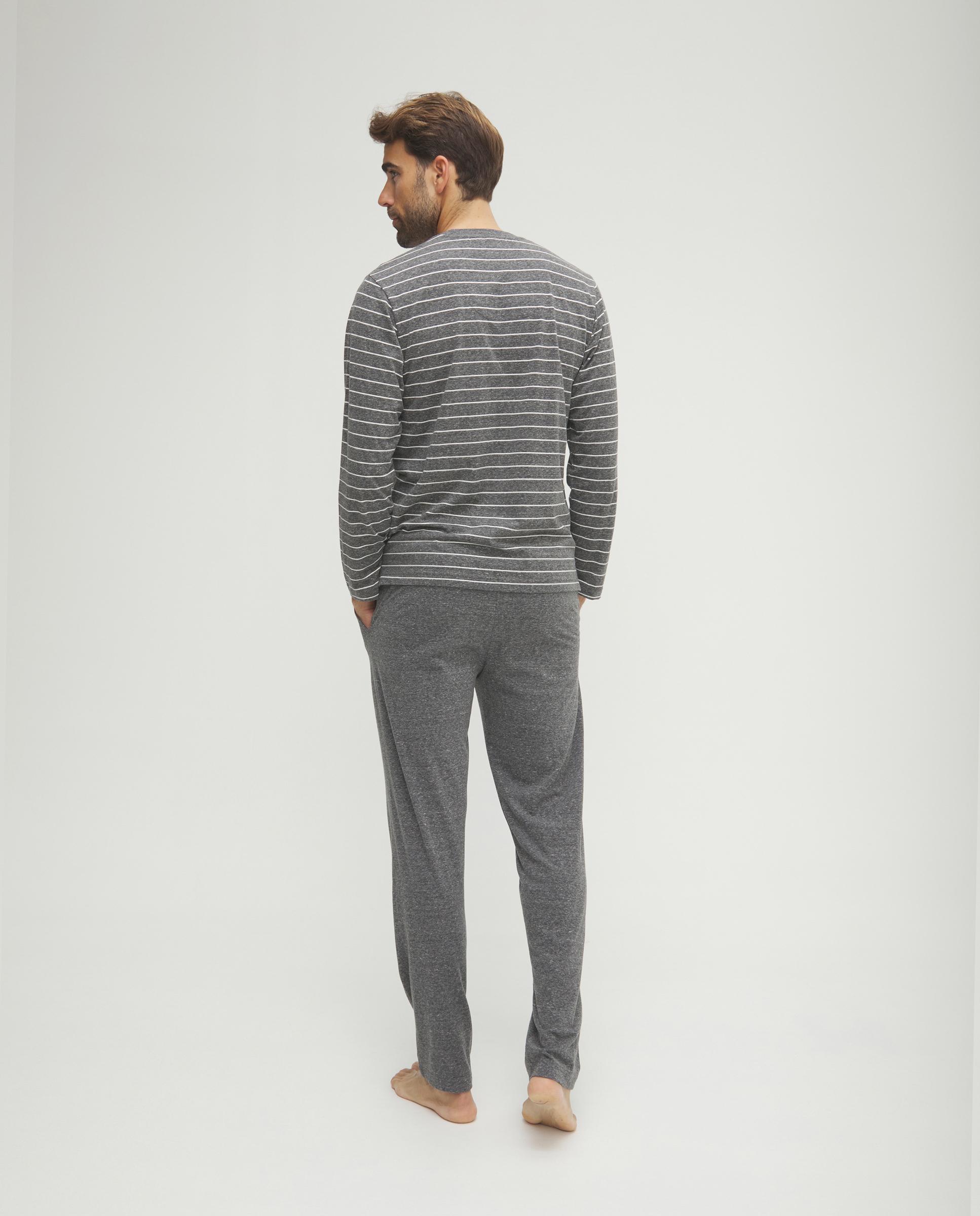 Pijama Comprido Às Riscas Cinzento-2