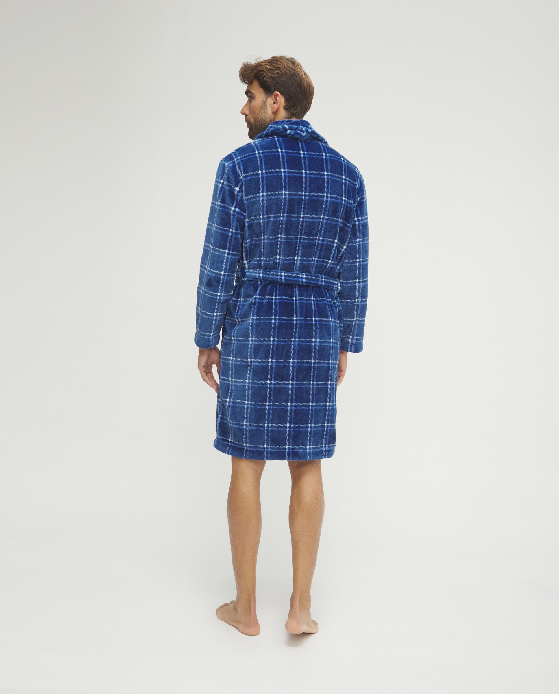 Robe Comprida Aos Quadrados Azul-2