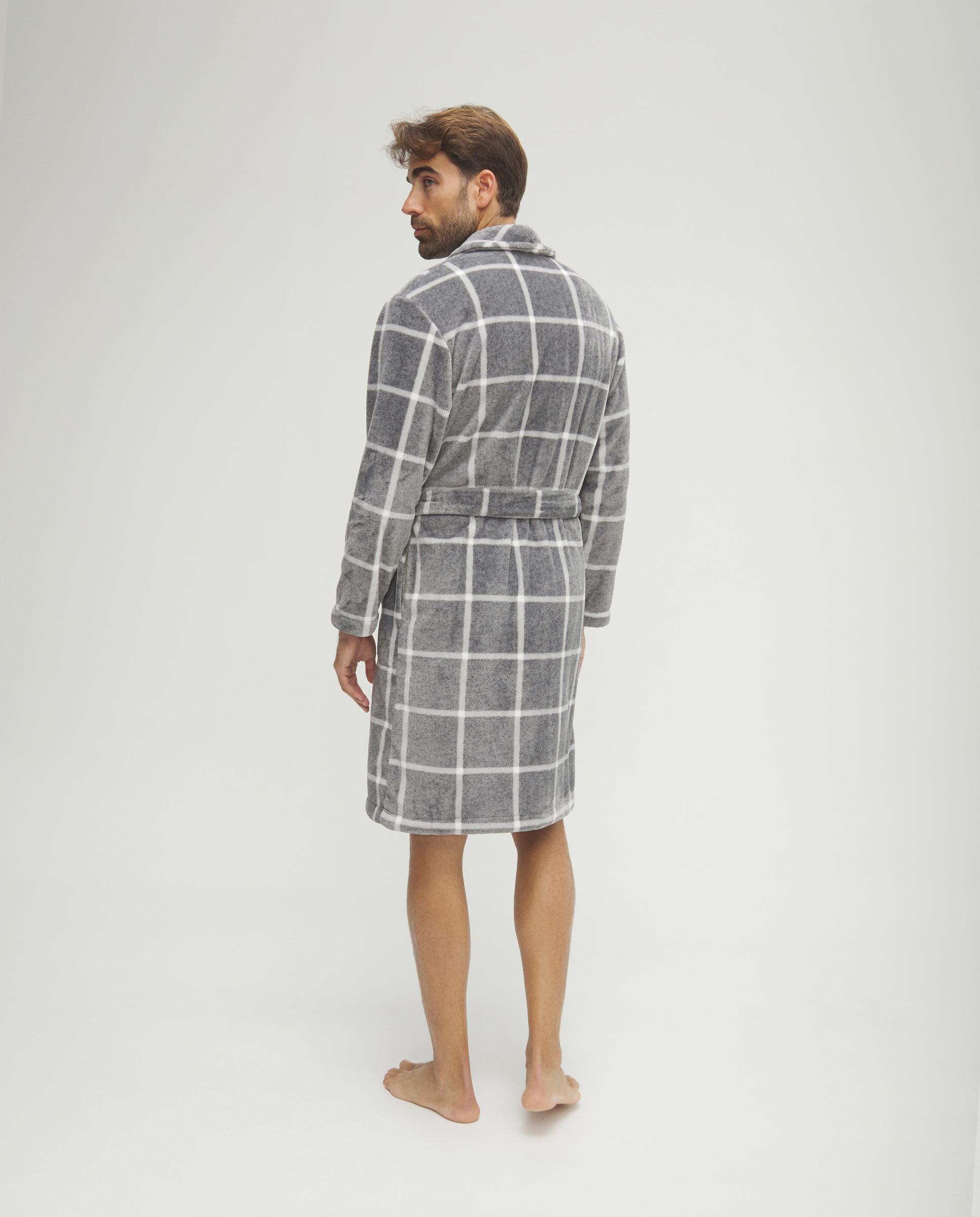 Robe Comprida Aos Quadrados Cinzento-2