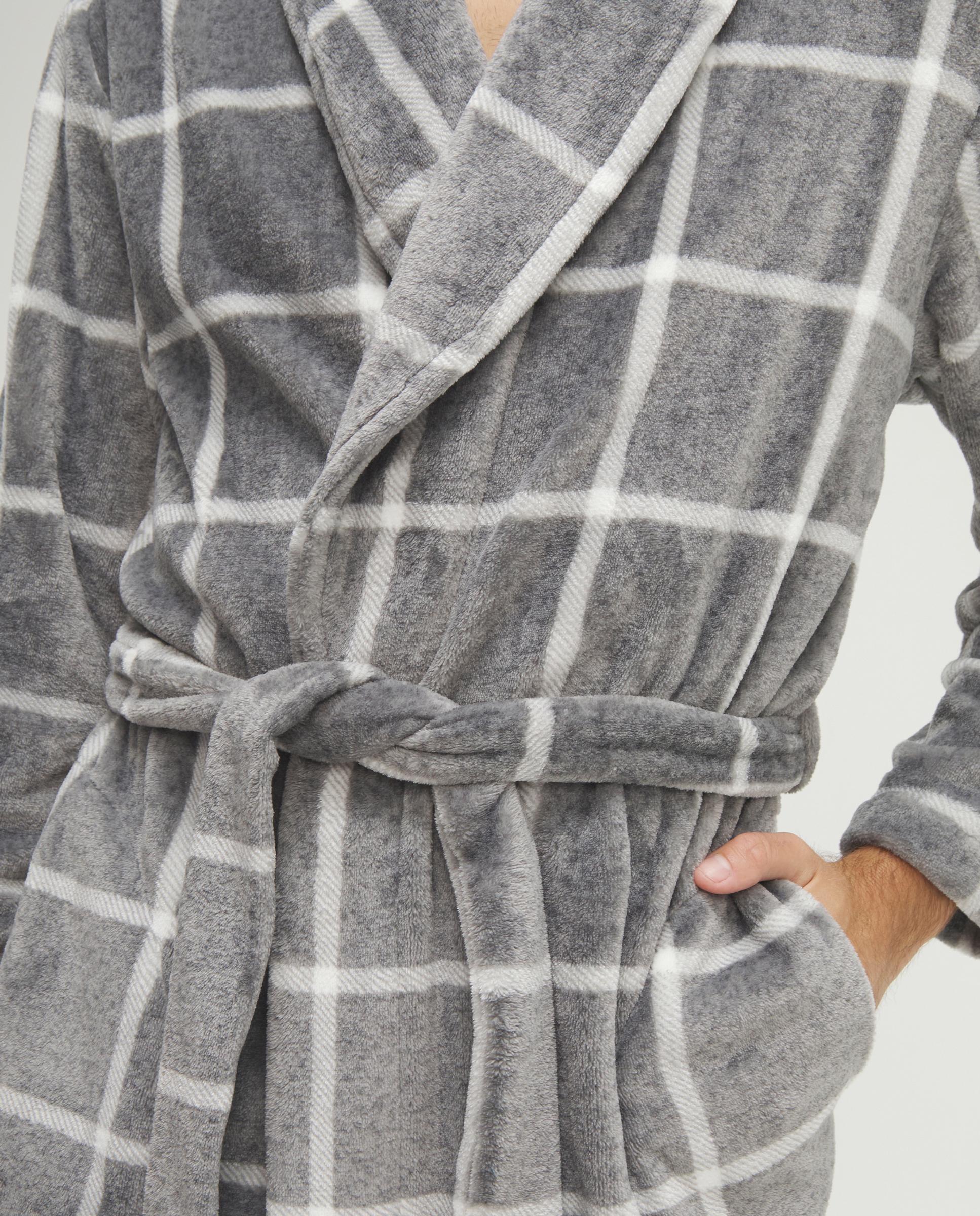 Robe Comprida Aos Quadrados Cinzento-4