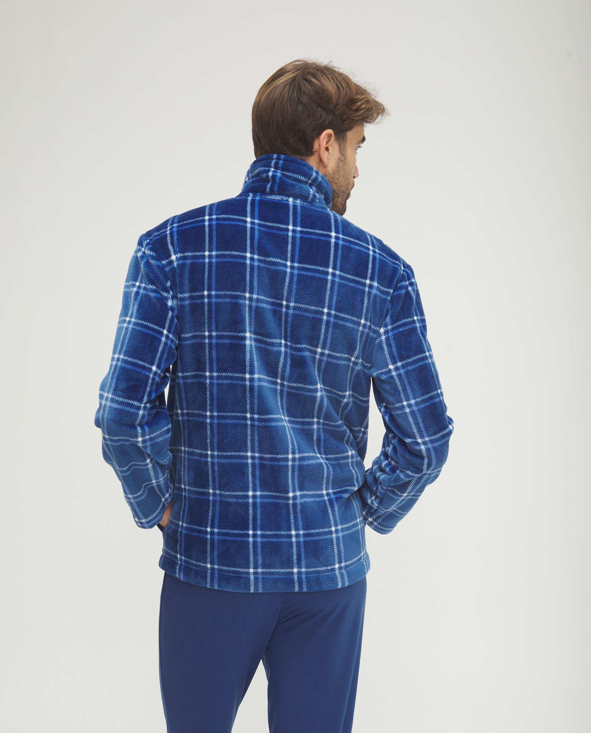 Robe Aos Quadrados com Fecho Zip Azul-2