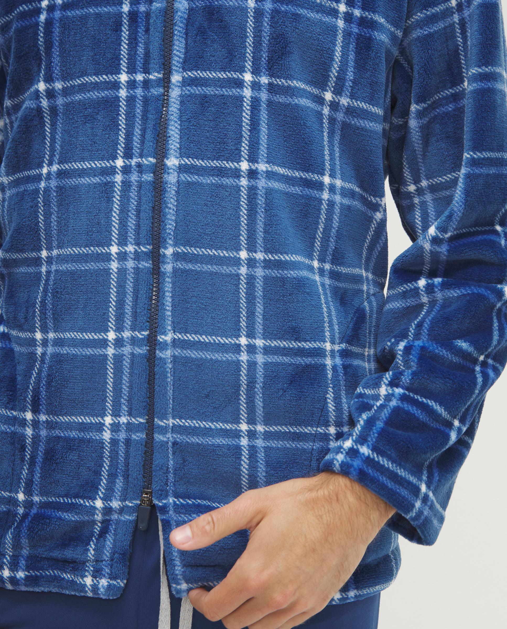 Robe Aos Quadrados com Fecho Zip Azul-4