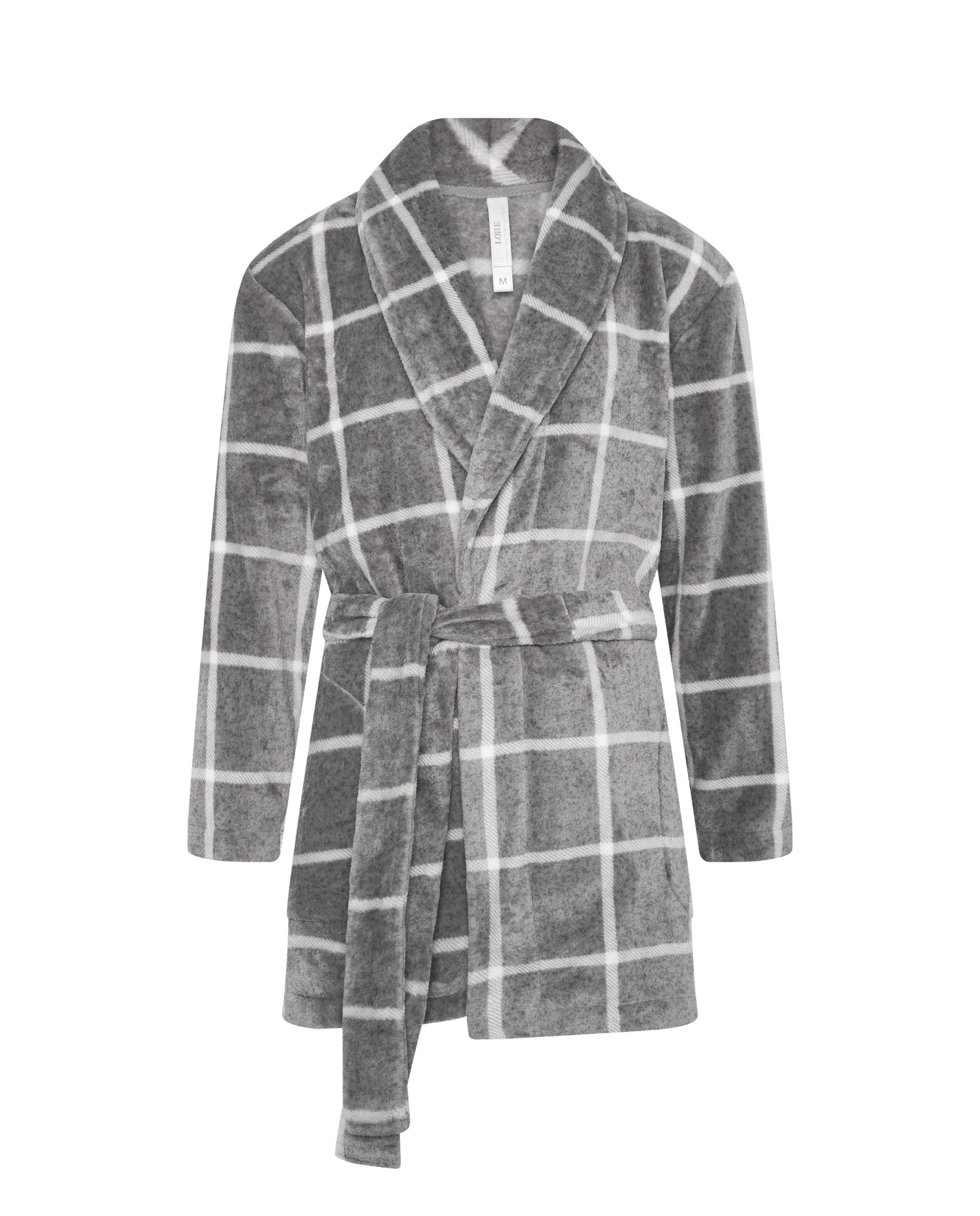 Robe Aos Quadrados Curta Cinzento-3