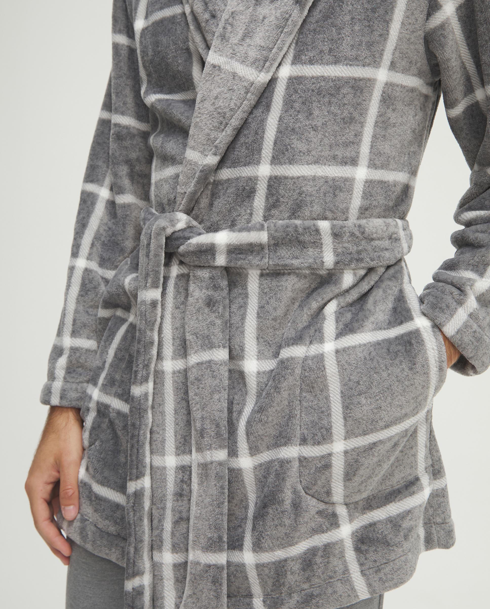 Robe Aos Quadrados Curta Cinzento-4