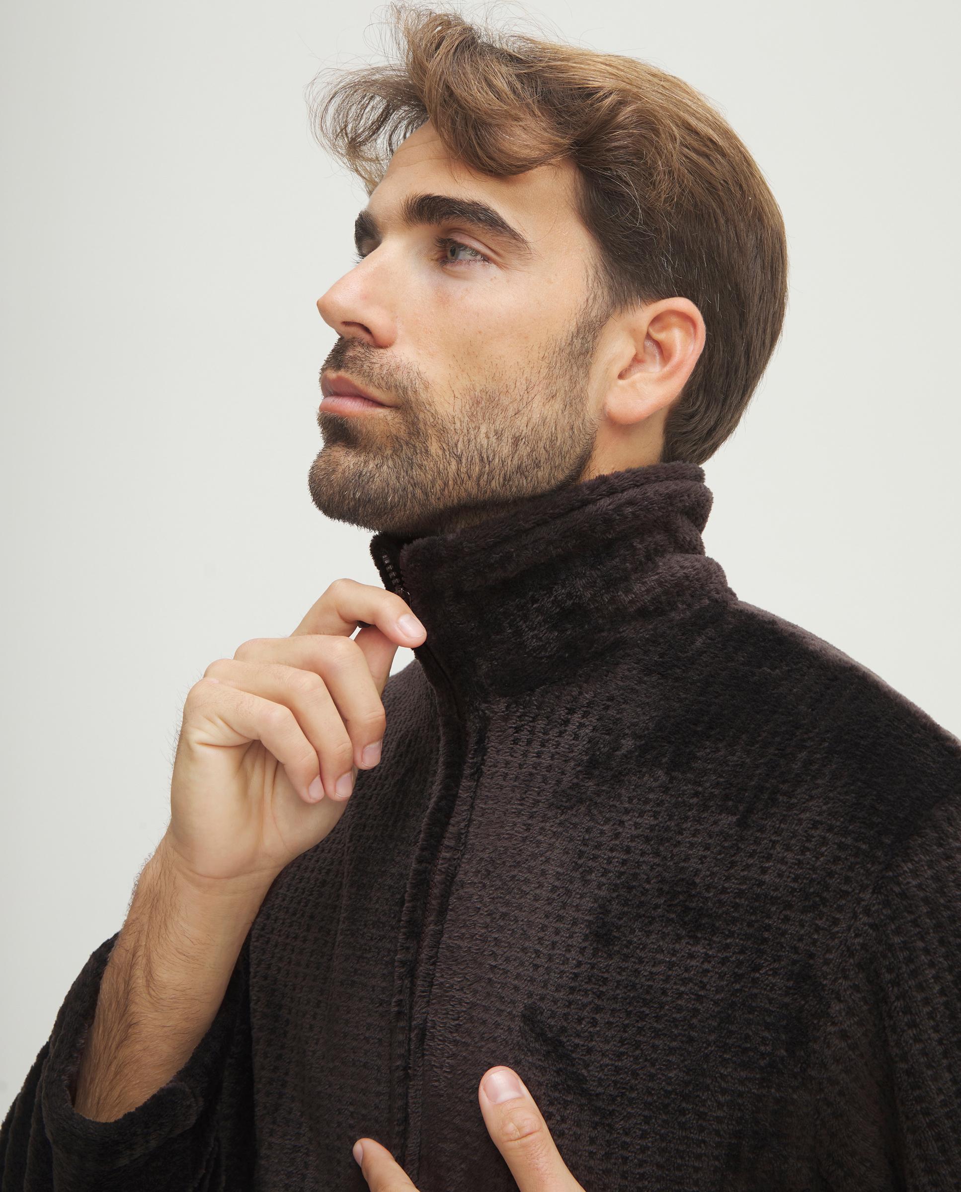 Robe Jacquard com Fecho Zip Castanho-4