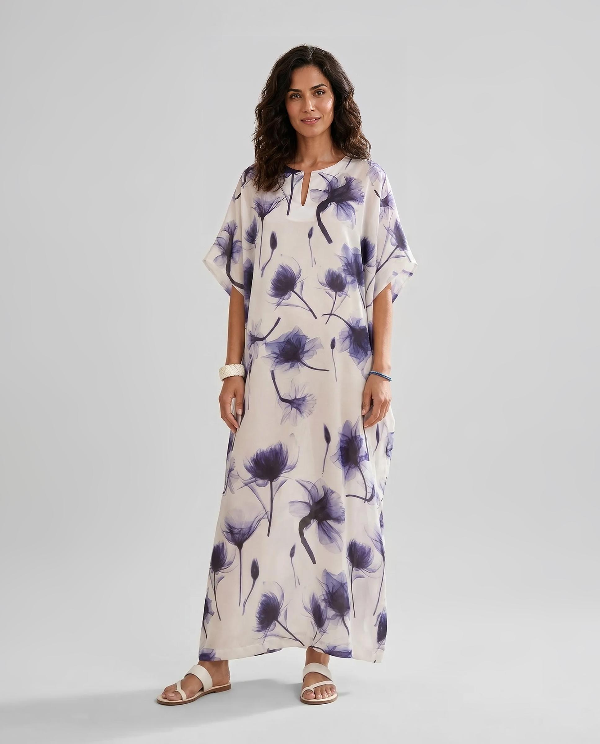 Imagem 0 de Kaftan de Seda Natural Estampado