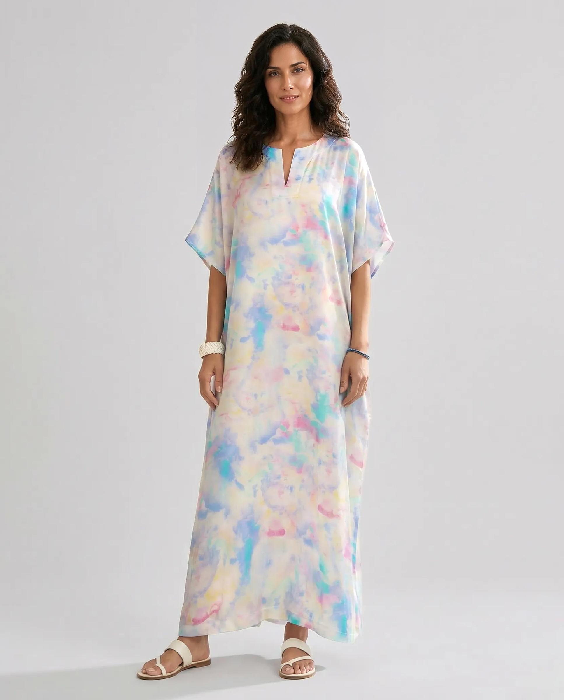 Imagem 0 de Kaftan de Seda Natural Estampado