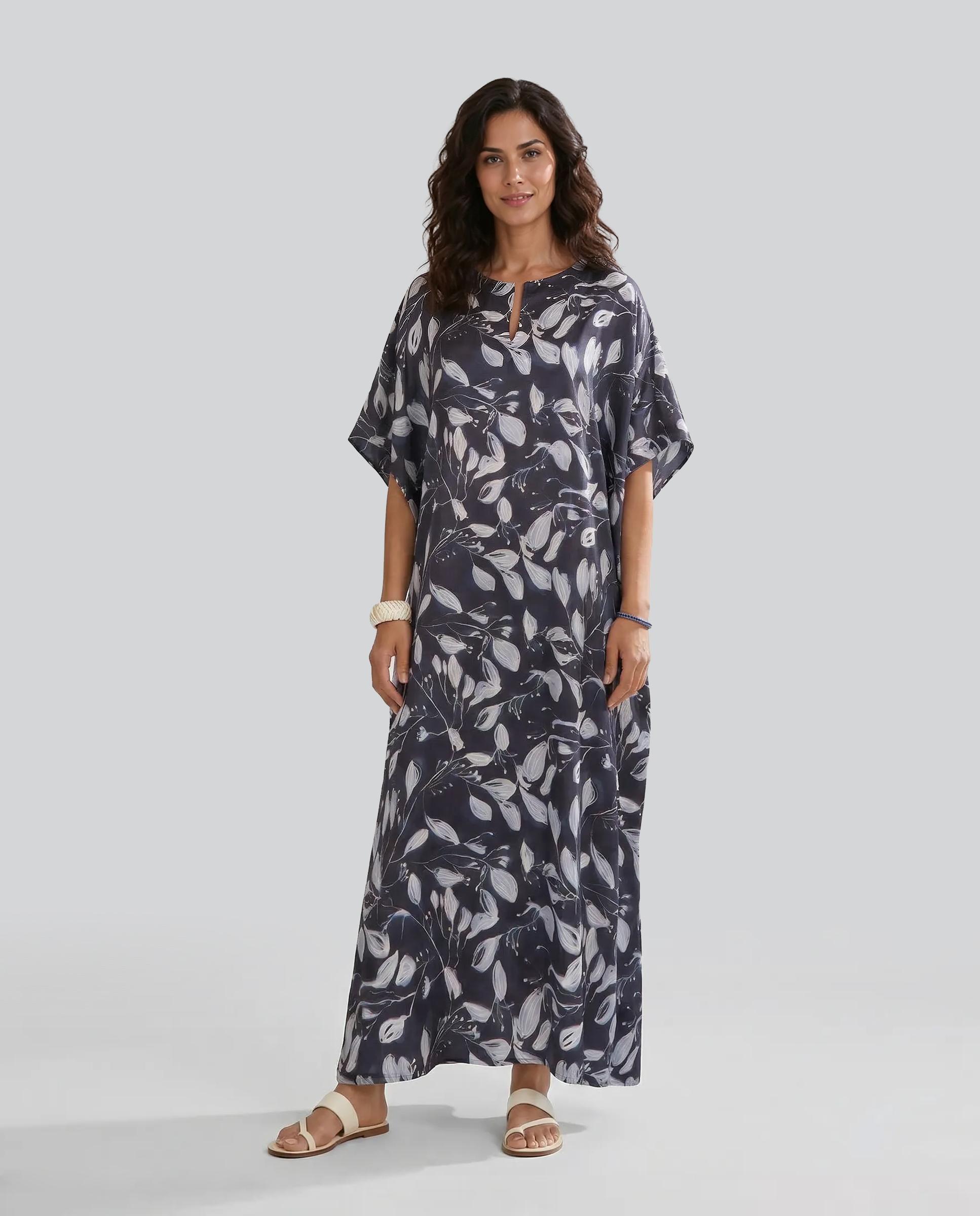 Imagem 0 de Kaftan de Seda Natural Estampado