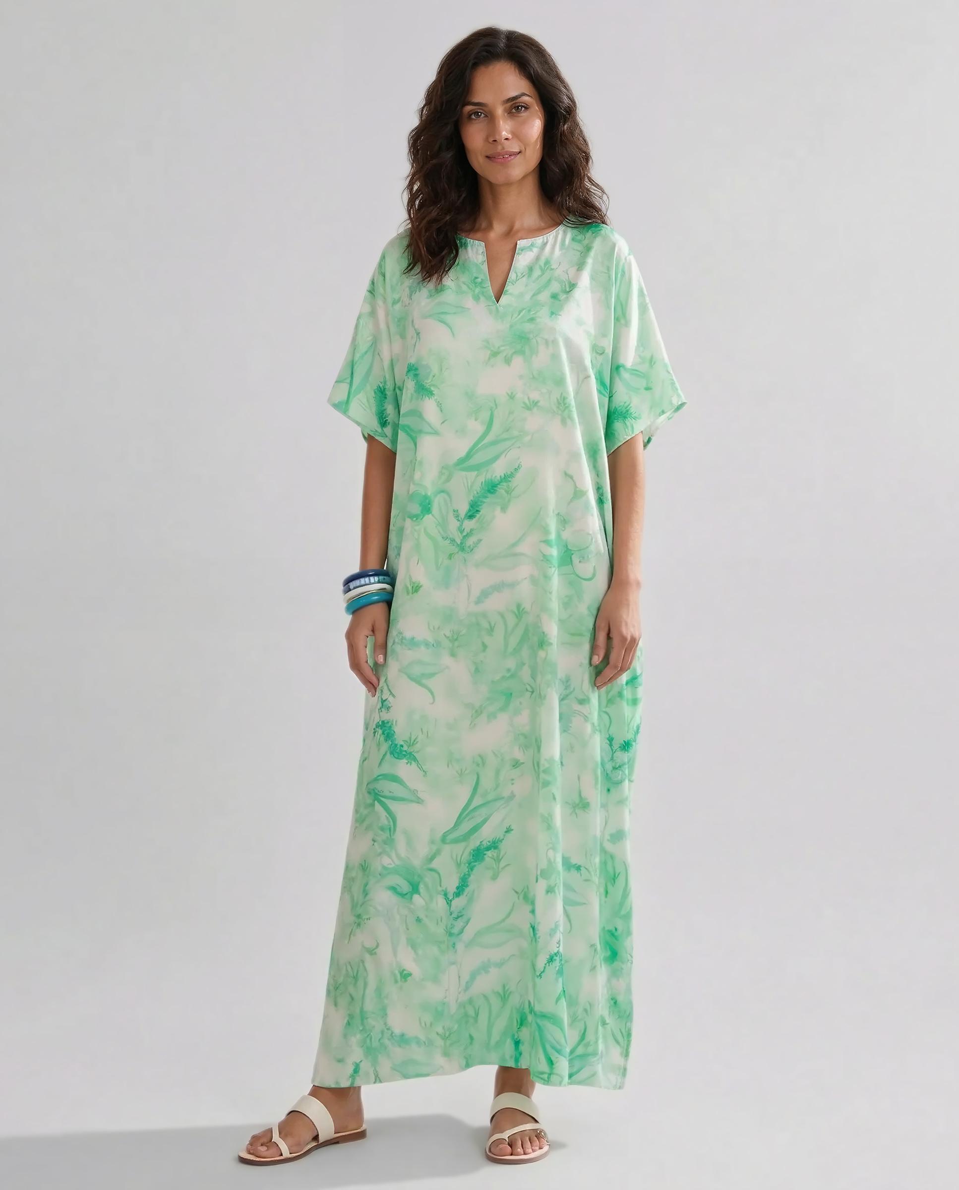 Imagem 0 de Kaftan de Seda Natural Estampado