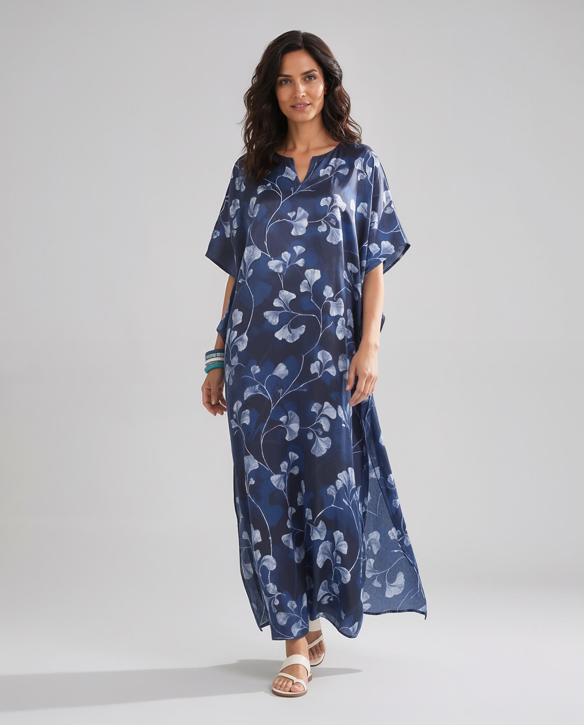 Imagem 0 de Kaftan de Seda Natural Estampado