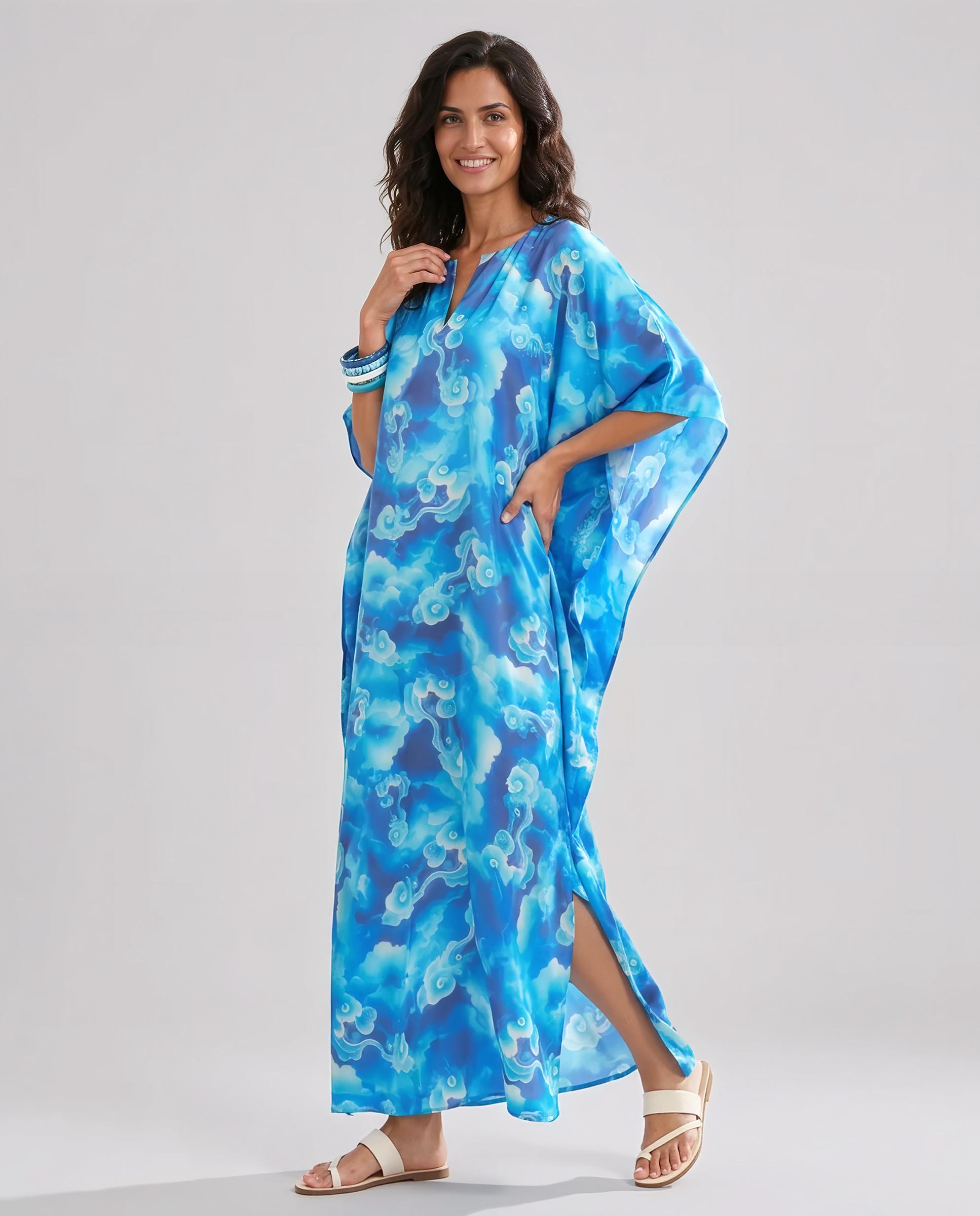 Imagem 0 de Kaftan de Seda Natural Estampado