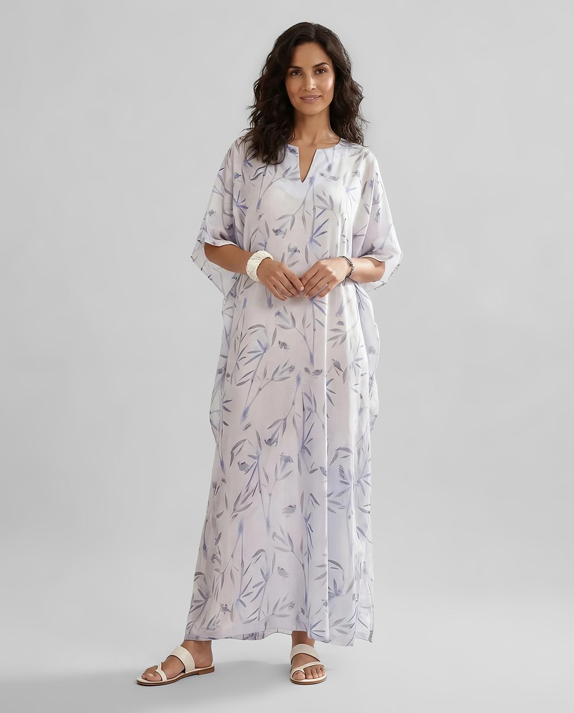 Imagem 0 de Kaftan de Seda Natural Estampado