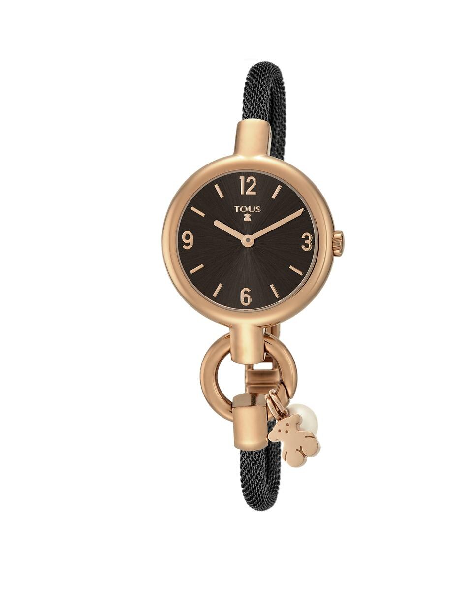 Relógio Analógico Hold Charms de Malha de Aço em Preto Preto-1