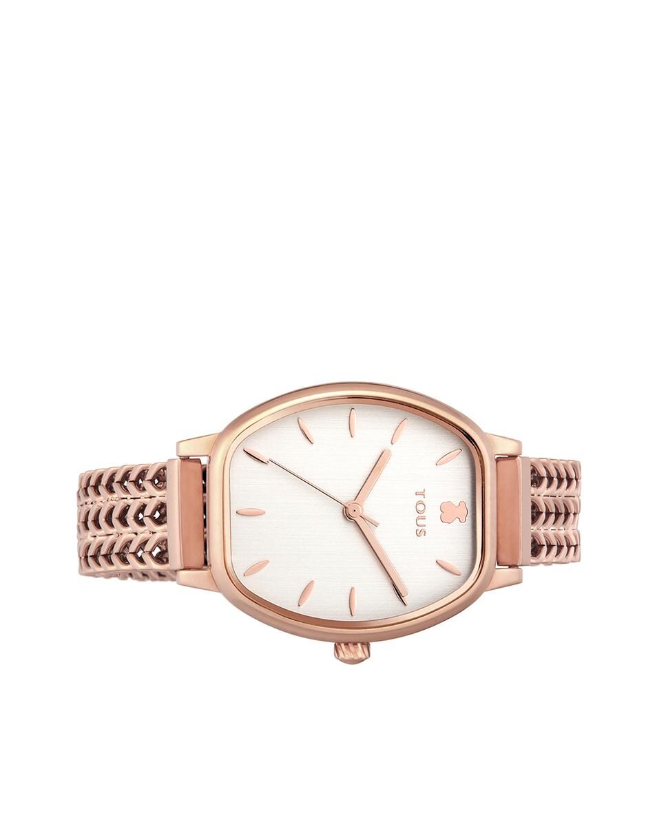 Relógio Osier Retangular com Bracelete de Aço Rosa-2