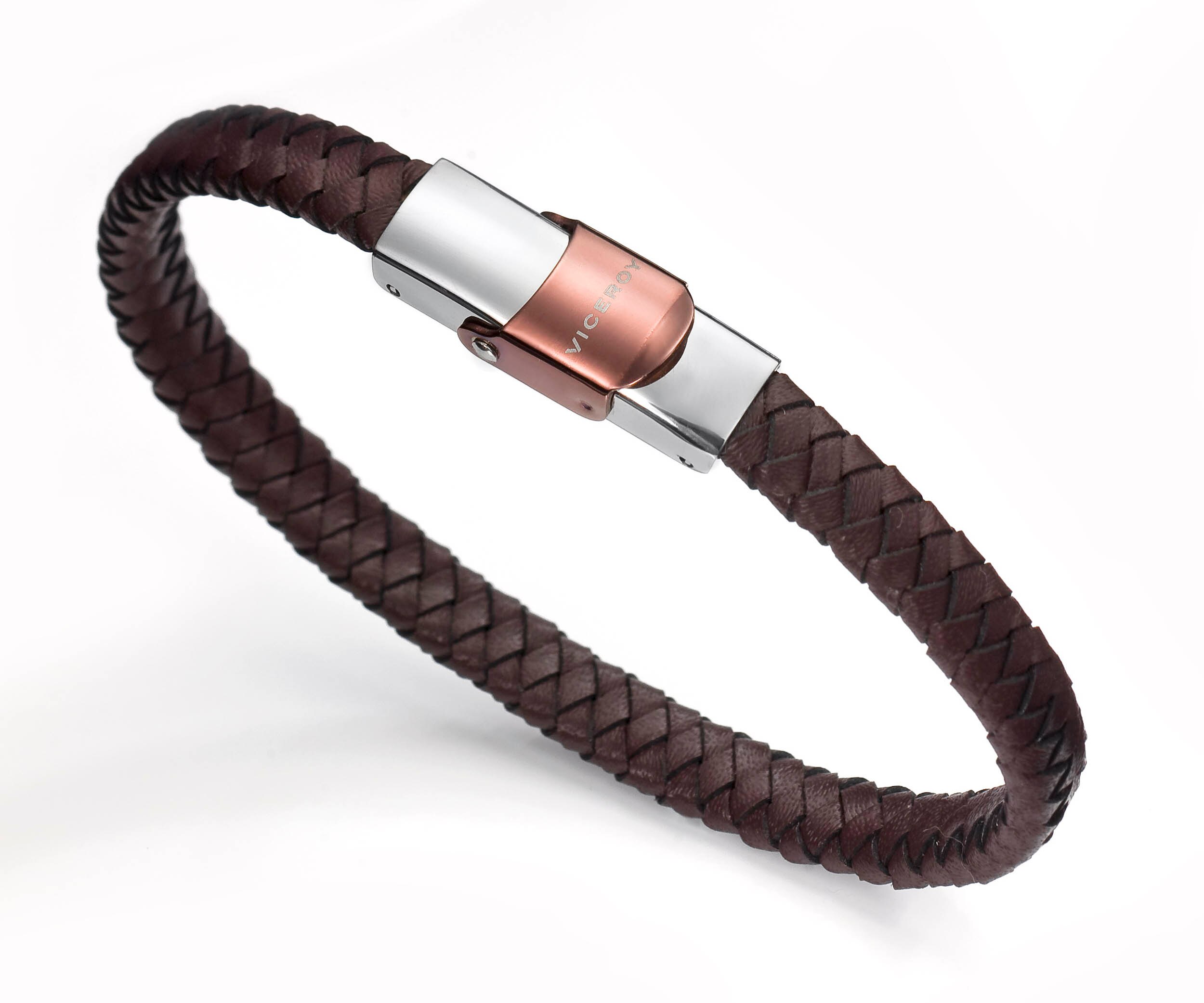 Pulseira Yard de Aço e Pele em Castanho Castanho-2