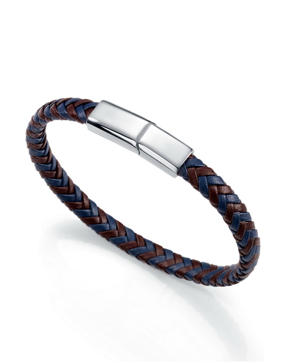 Pulseira de Aço e Pele Multicolor-1