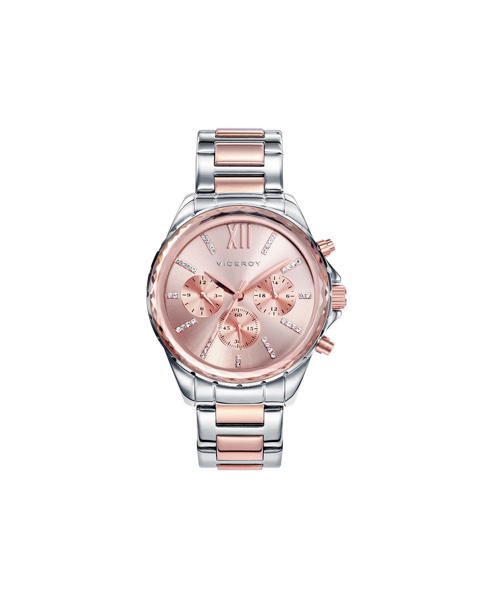 Relógio Analógico Chic de Aço com Zircónias Rosa-4