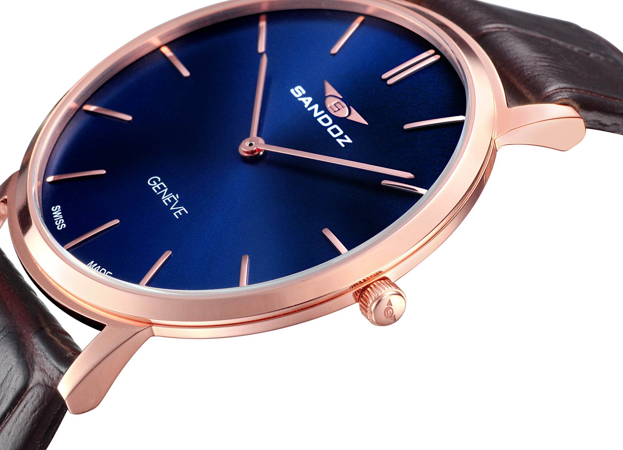 Relógio Sandoz com Bracelete de Pele Coleção Classic&slim Castanho-3