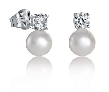 Brincos Jewels de Prata com Zirconita e Pérola Fantasia Branco-1