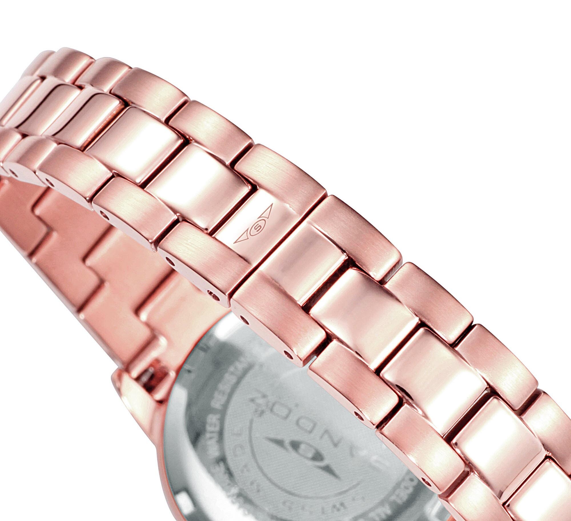 Relógio Sandoz 3 Ponteiros com Calendário e Bracelete de Aço Rosa-2