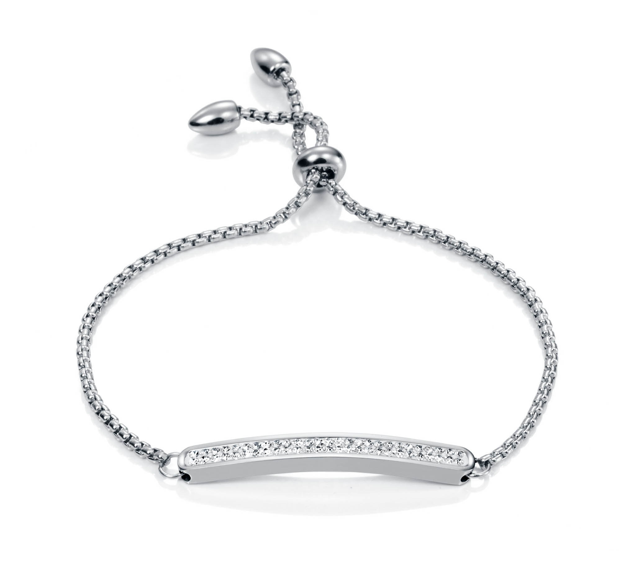 Pulseira de Corrente Laço de Aço e Zirconitas Cinzento-1