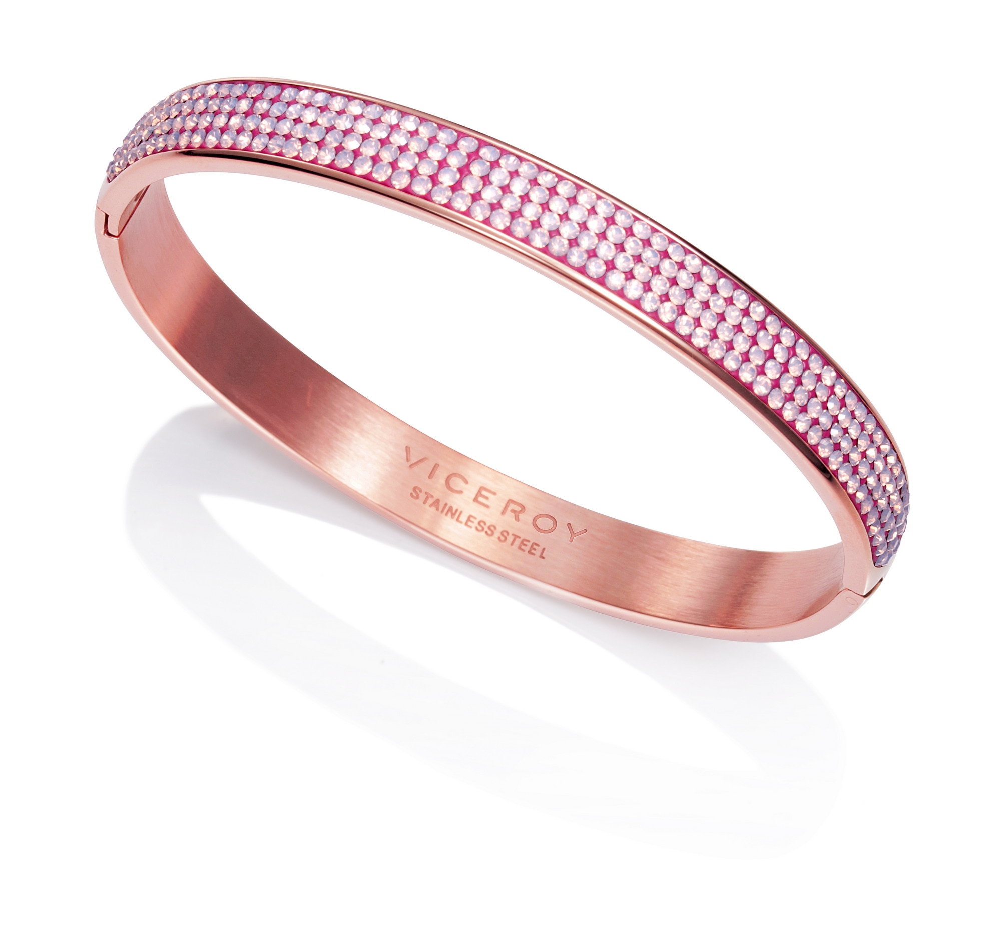 Pulseira Kiss de Aço Rosado com Zircónias em Rosa Rosa-1