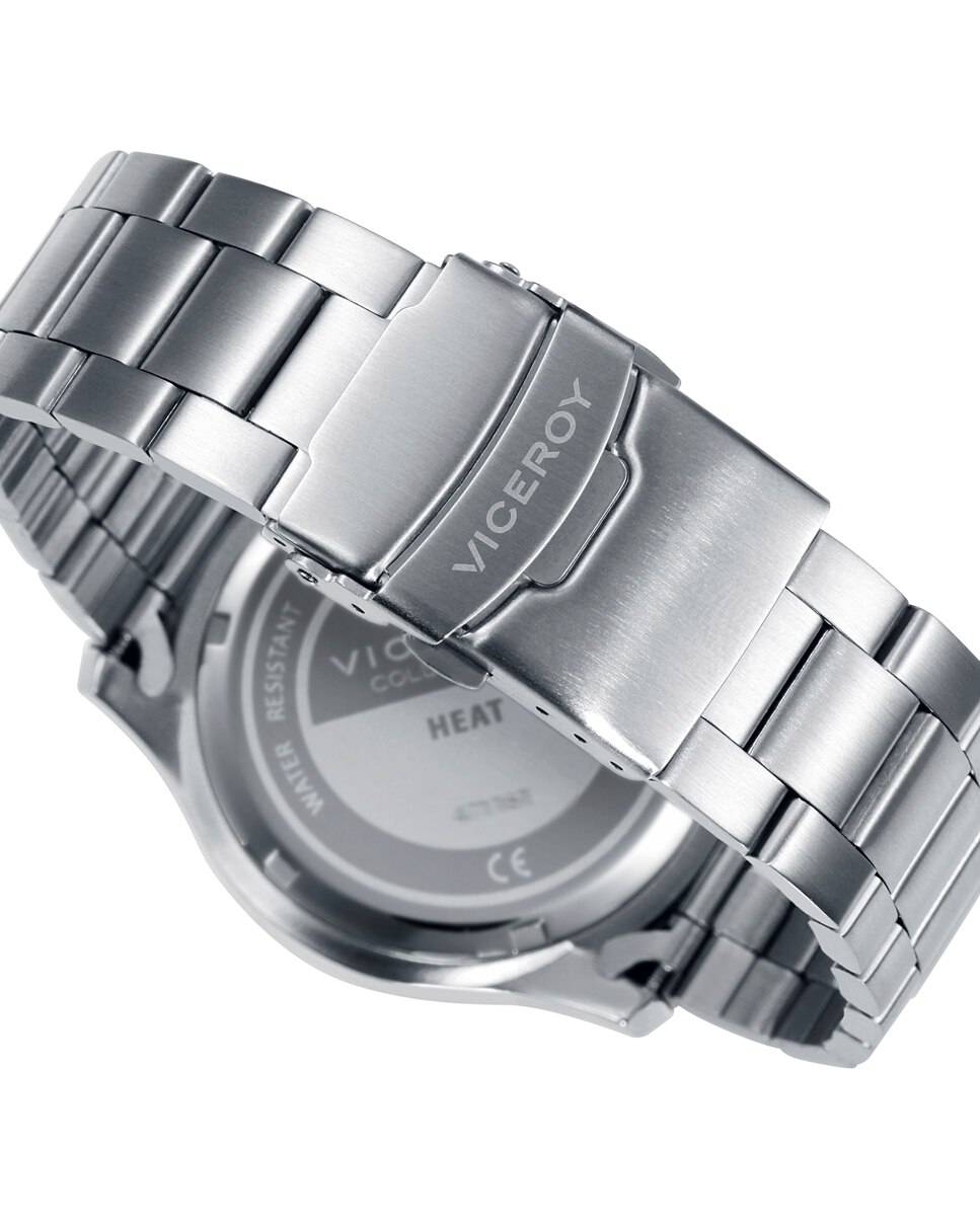 Relógio Analógico Heat de Aço com Cronógrafo Azul-2