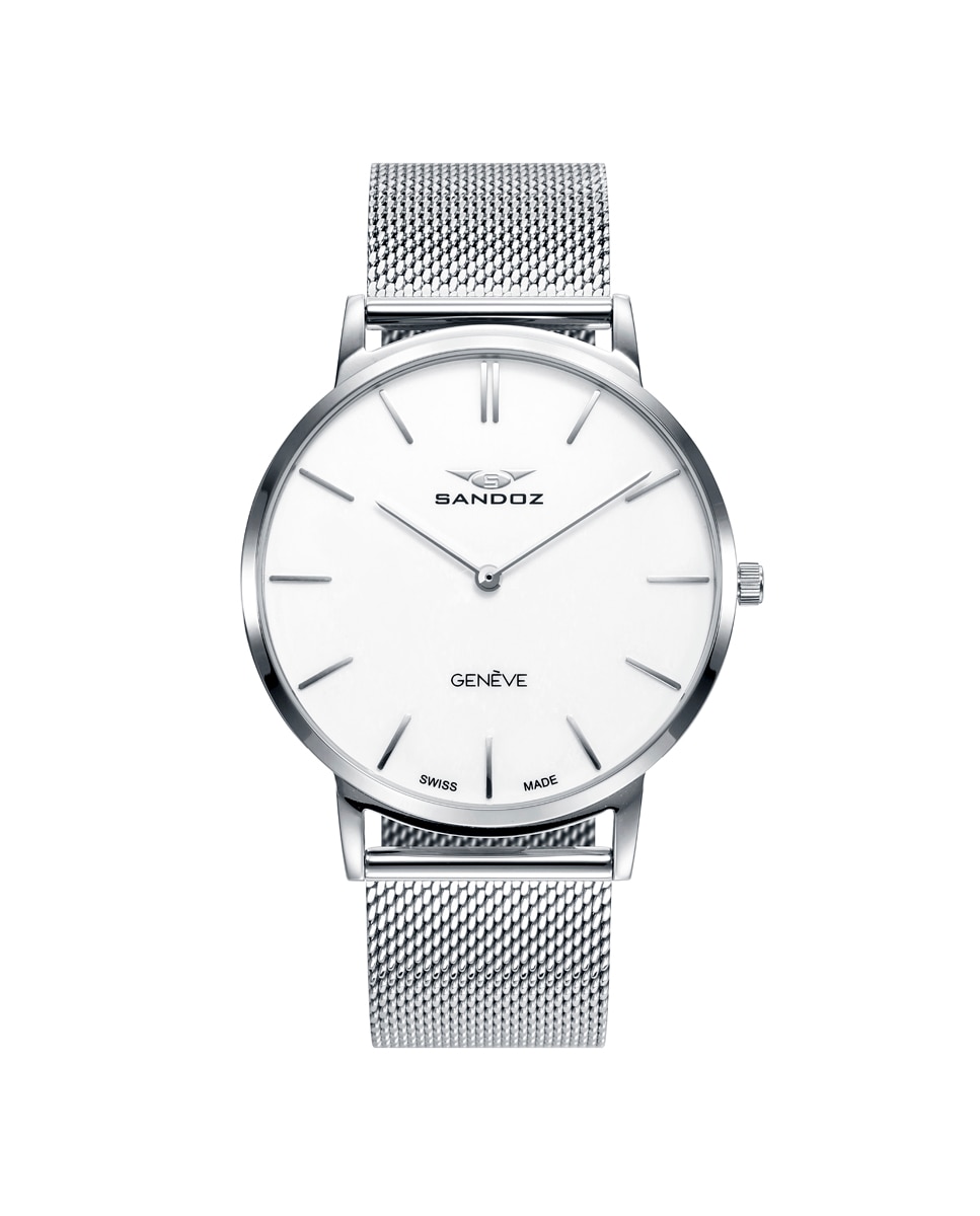 Relógio Sandoz Classic&slim de Aço com Malha Milanesa Prateado-1