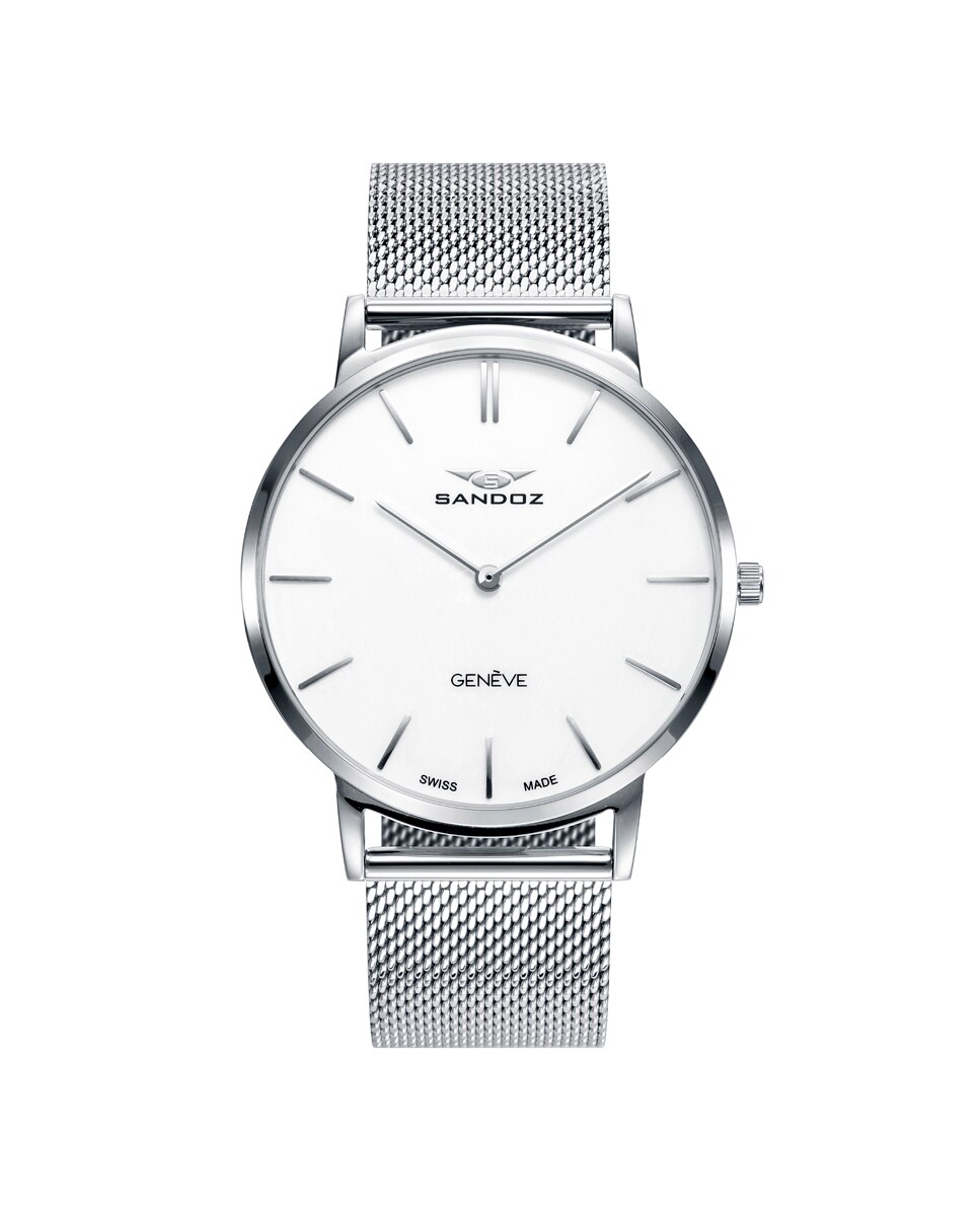 Relógio Sandoz Classic&slim de Aço com Malha Milanesa Prateado-4