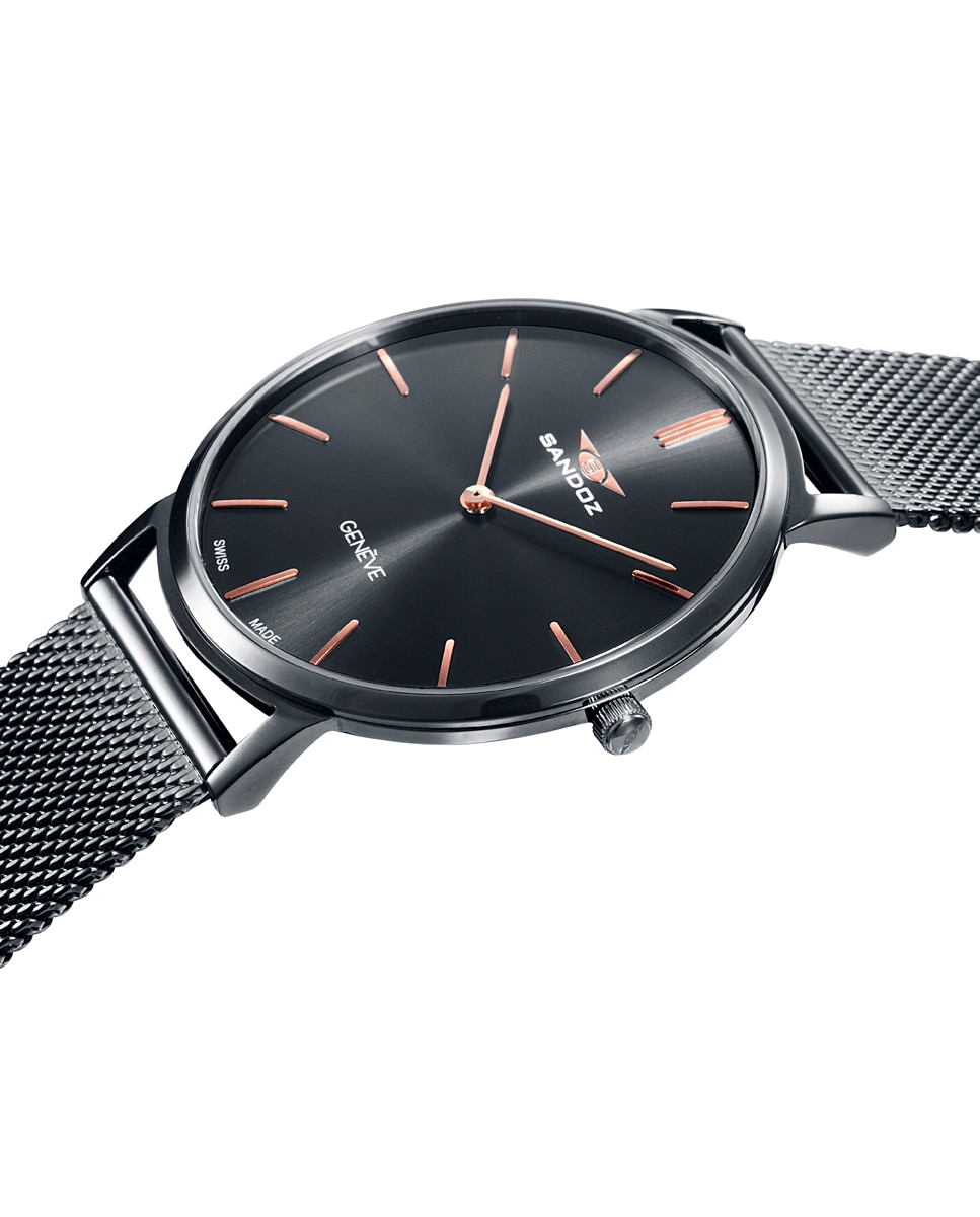 Relógio Sandoz Classic&slim de Aço com Malha Milanesa Preto-3