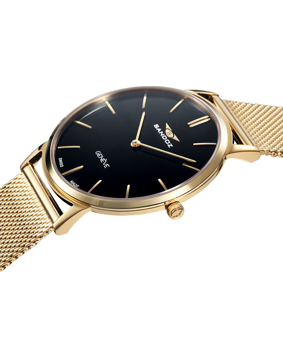 Relógio Sandoz Classic&slim de Aço com Ip Dourada Ouro-3