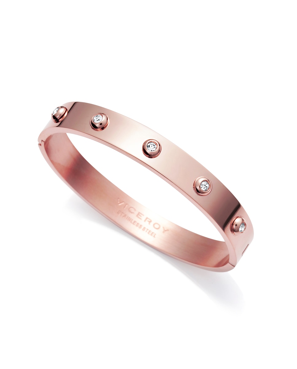 Pulseira Air 75081p01012 de Aço em Rosa e Zirconitas com Abertura Lateral Rosa-2