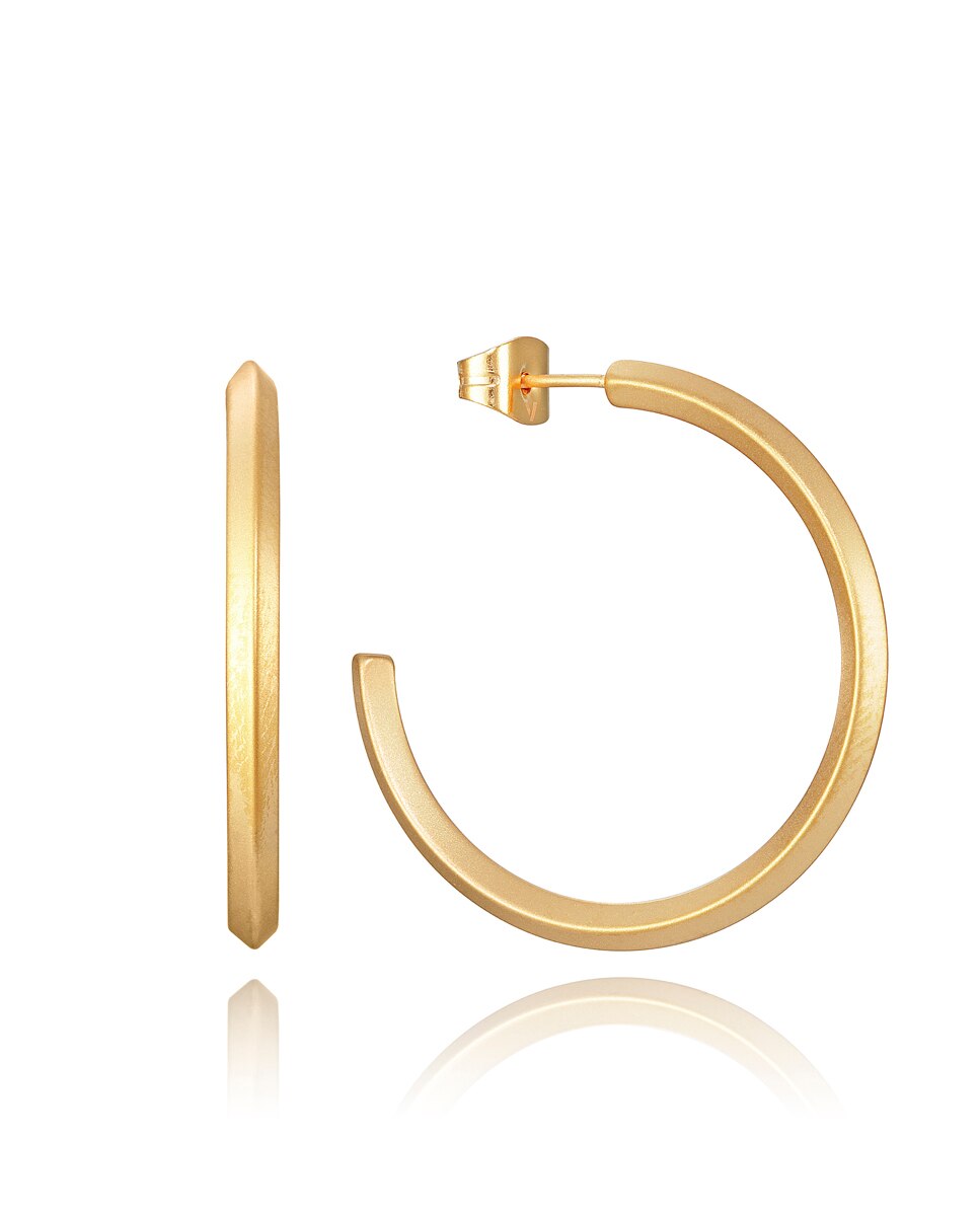 Brincos Kiss 75085e01012 de Aço com Ip Dourado Mate Tipo Argola Ouro-2