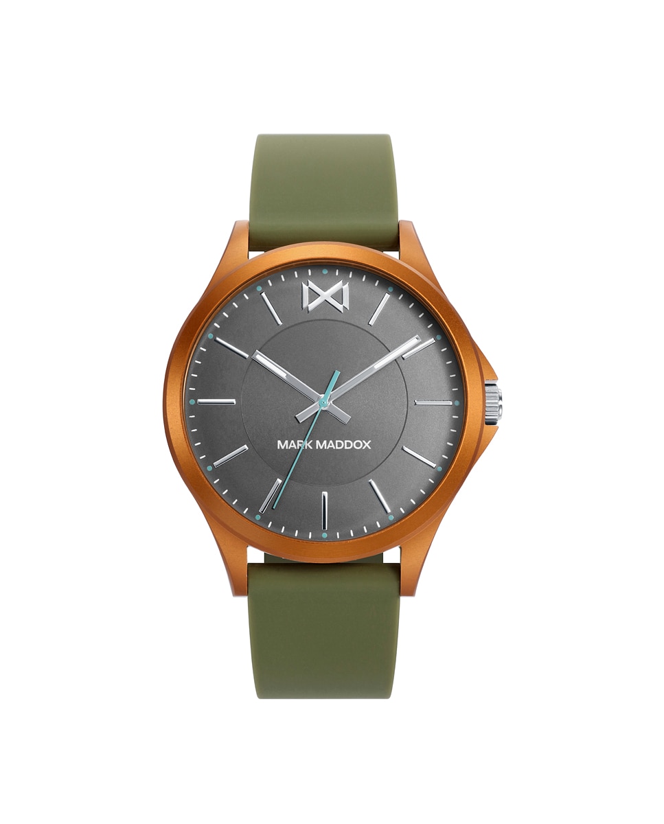 Imagem 0 de Relógio Analógico Shibuya Três Ponteiros de Alumínio Laranja e Bracelete de Silicone Verde