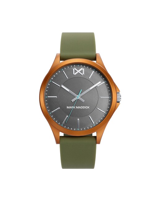 Imagem 0 de Relógio Shibuya Três Ponteiros de Alumínio em Laranja e Bracelete de Silicone em Verde