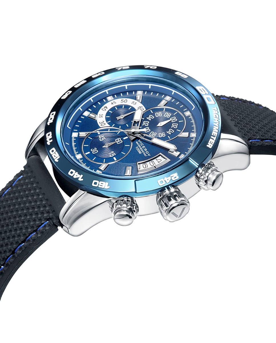 Relógio Analógico Heat Cronógrafo de Aço com Ip Azul e Bracelete de Silicone Preta Preto-3