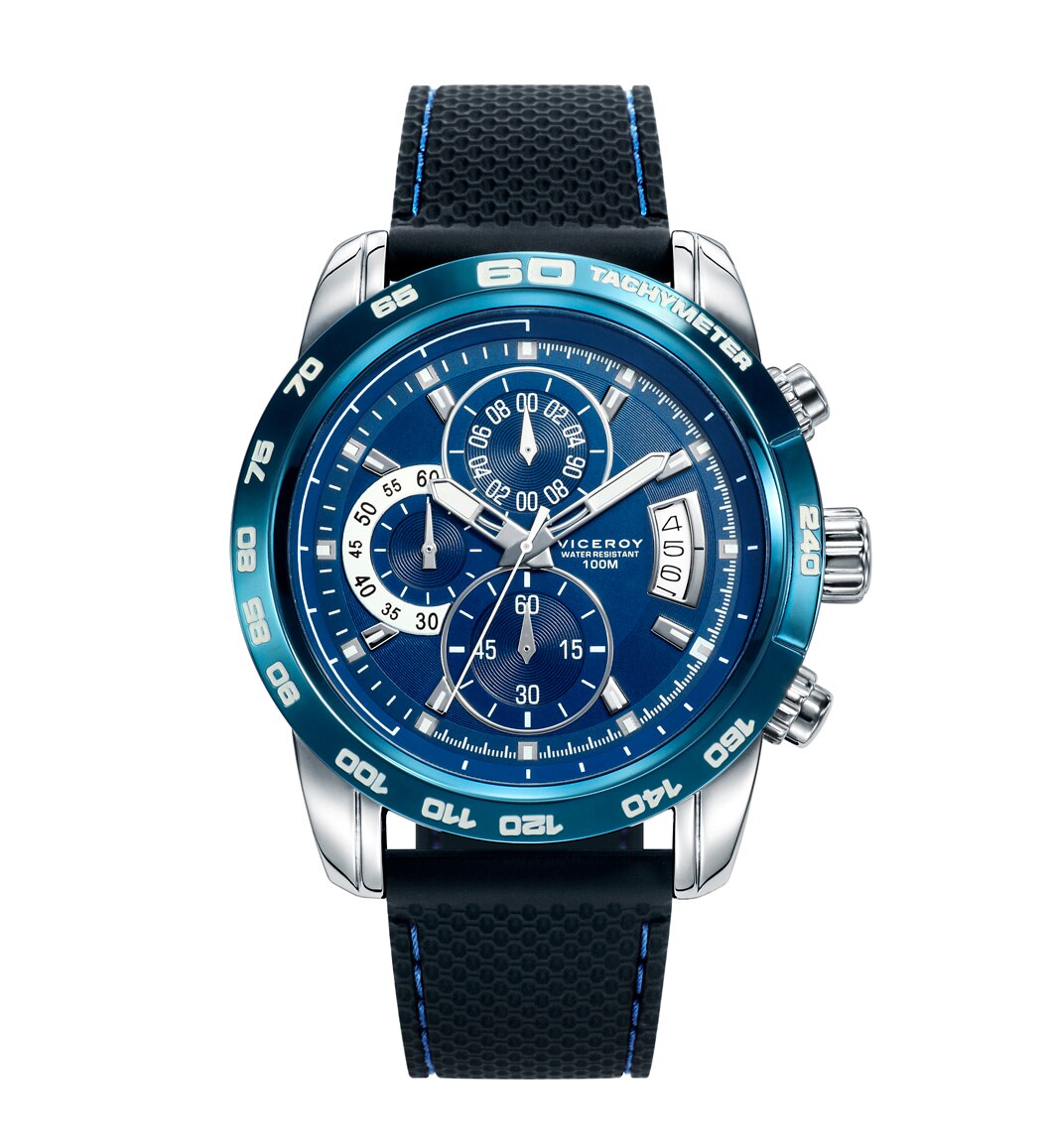 Relógio Analógico Heat Cronógrafo de Aço com Ip Azul e Bracelete de Silicone Preta Preto-4