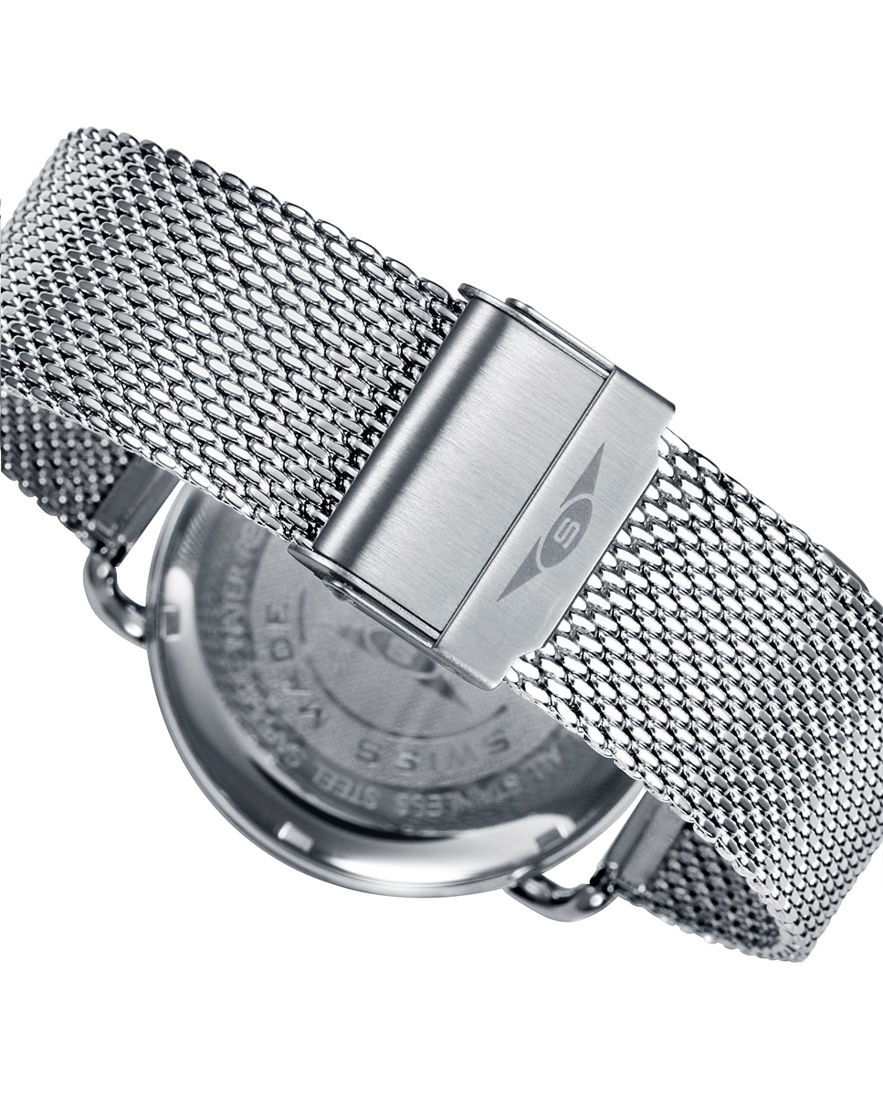 Relógio Sandoz Antique Três Ponteiros de Aço com Ip Rosa e Bracelete Milanesa Prateado-2