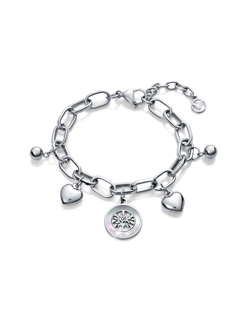 Pulseira Chic de Aço com Charms de Distintos Motivos Prateado-1