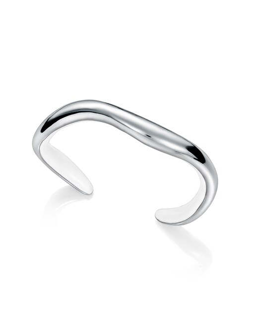 Imagem 0 de Bracelete Air de Aço Irregular com Resina Branca no Interior