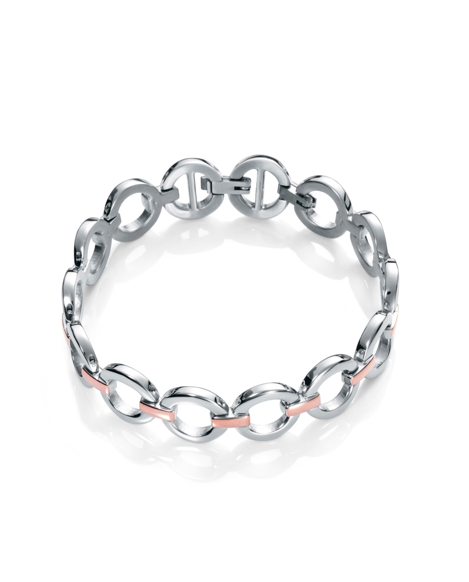 Pulseira Chic de Aço Ip Rosa Formada Por Elos Redondos Rosa-1